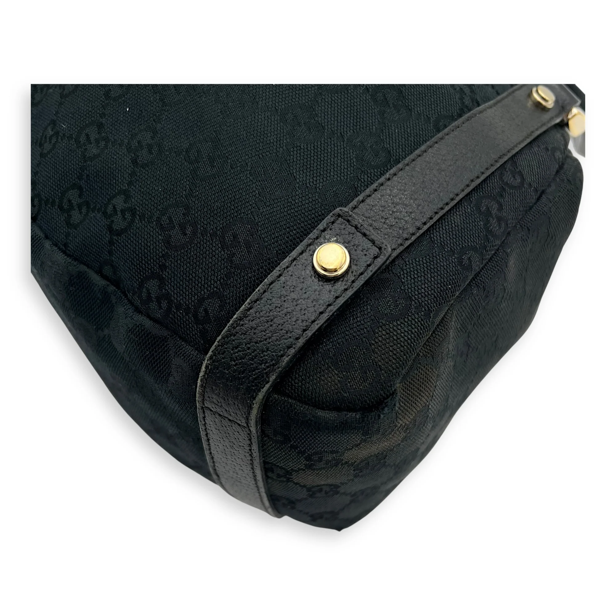 GG Shoulder Bag Black in Canvas, Gold hardware