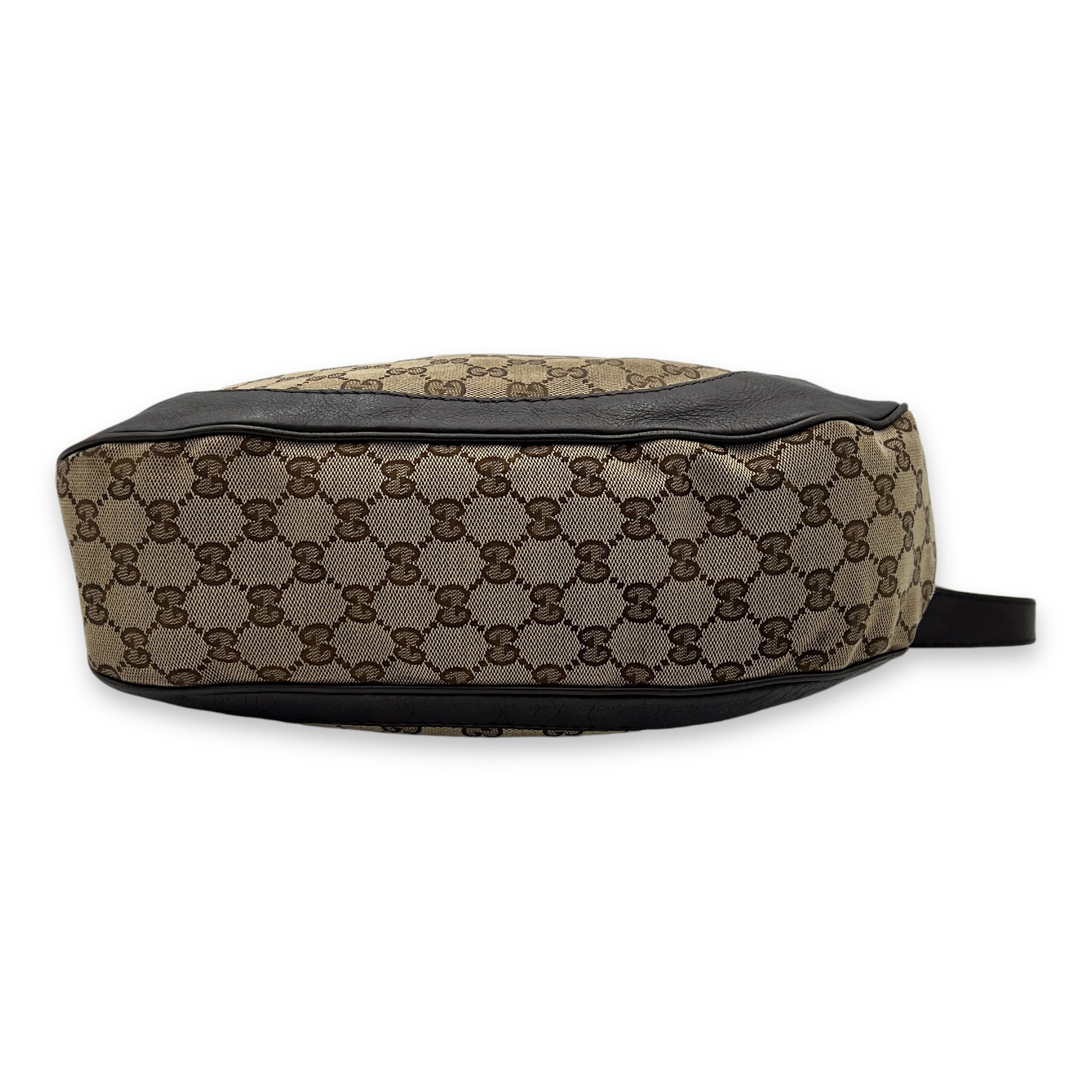Shoulder Bag Brown in Jacquard, Light Gold hardware