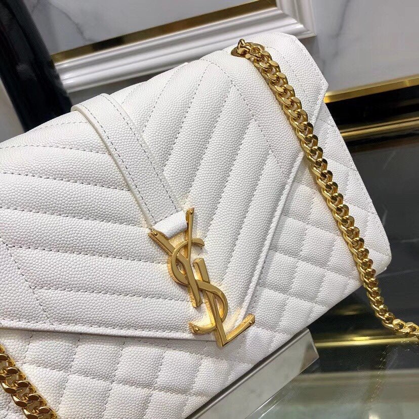 YSL ENVELOPE MEDIUM BAG IN MIX MATELASSÉ GRAIN DE POUDRE EMBOSSED LEATHER