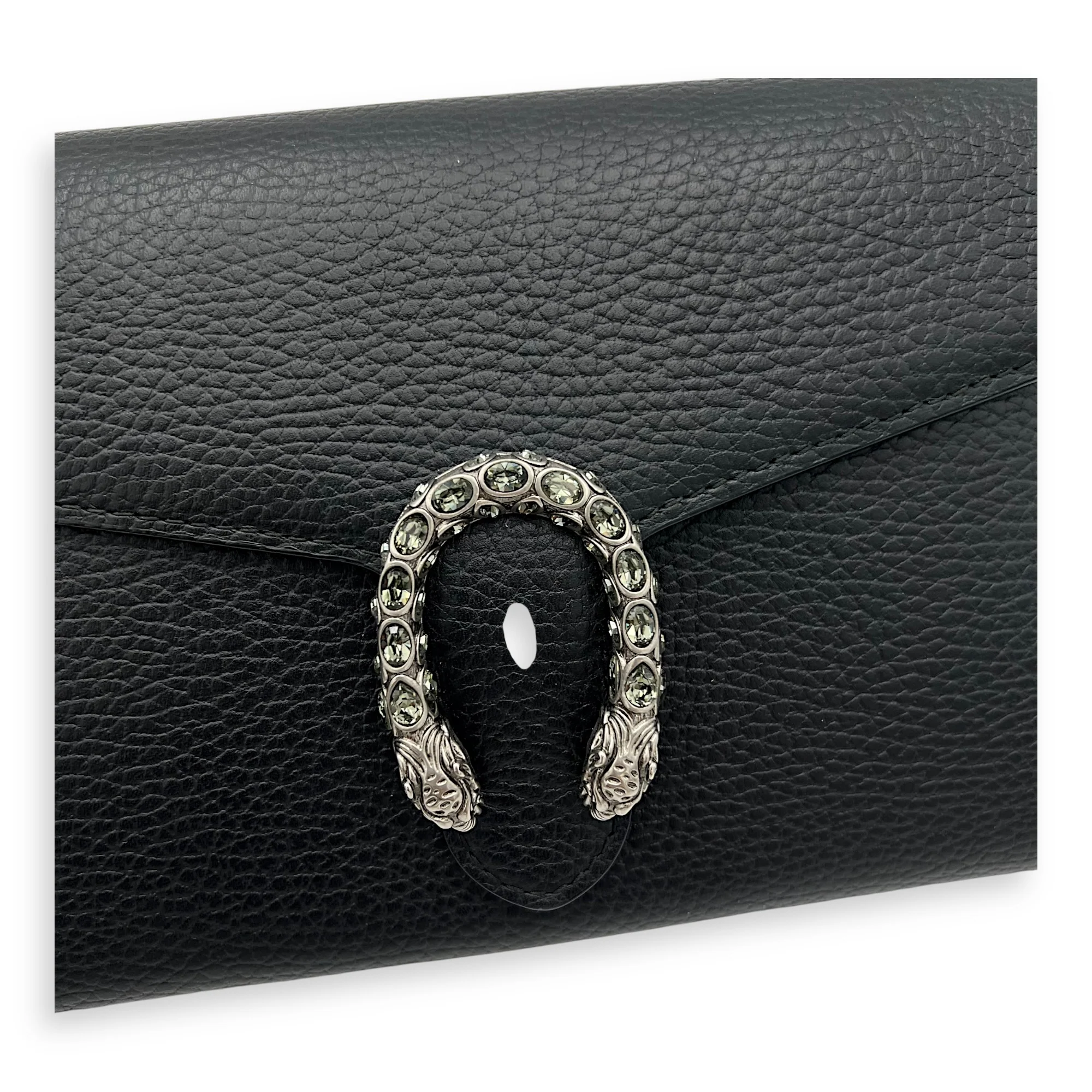 Dionysus Shoulder Bag Black in Calfskin, Silver hardware