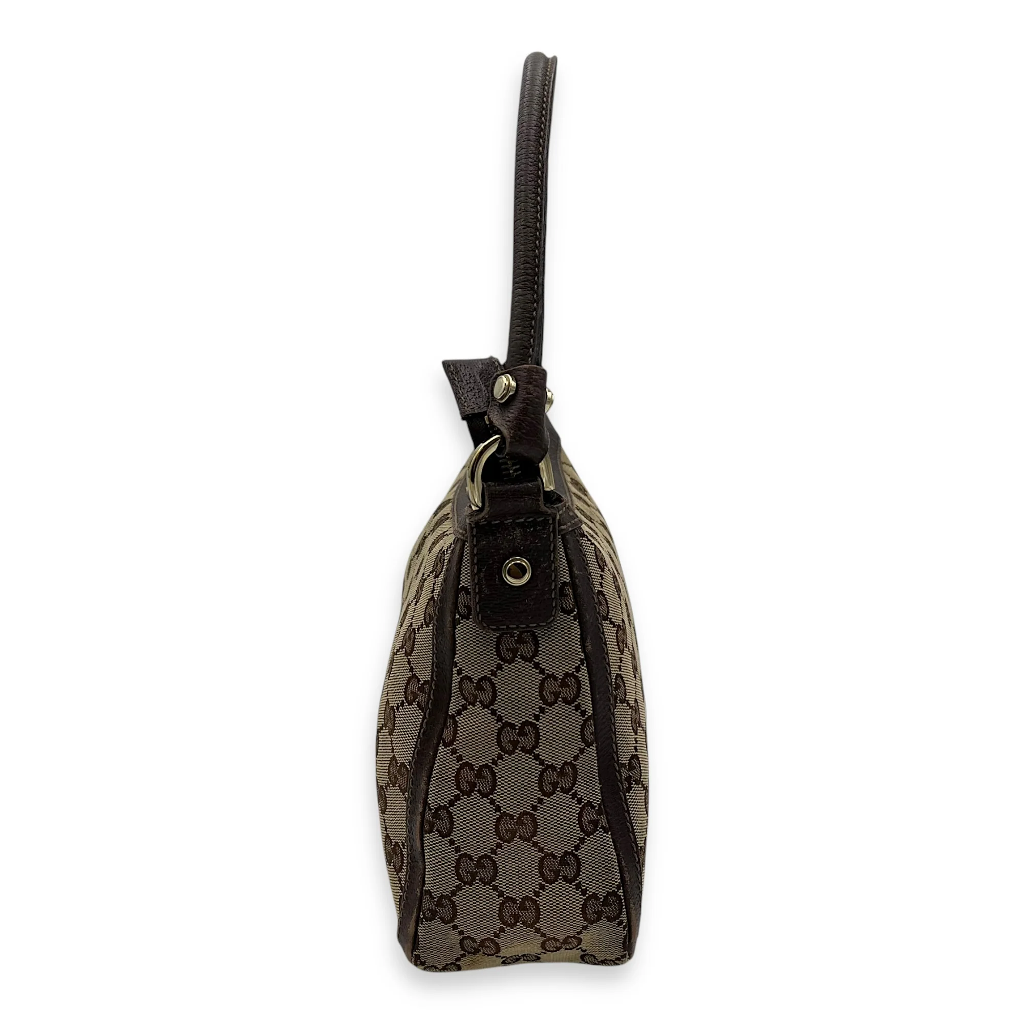GG Top Handle Bag Brown in Canvas, Gold hardware