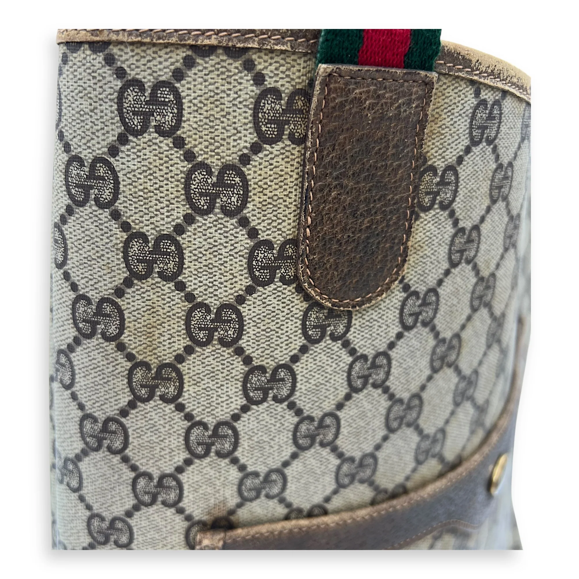 GG Tote Bag Grey in Coated Canvas, Gold hardware