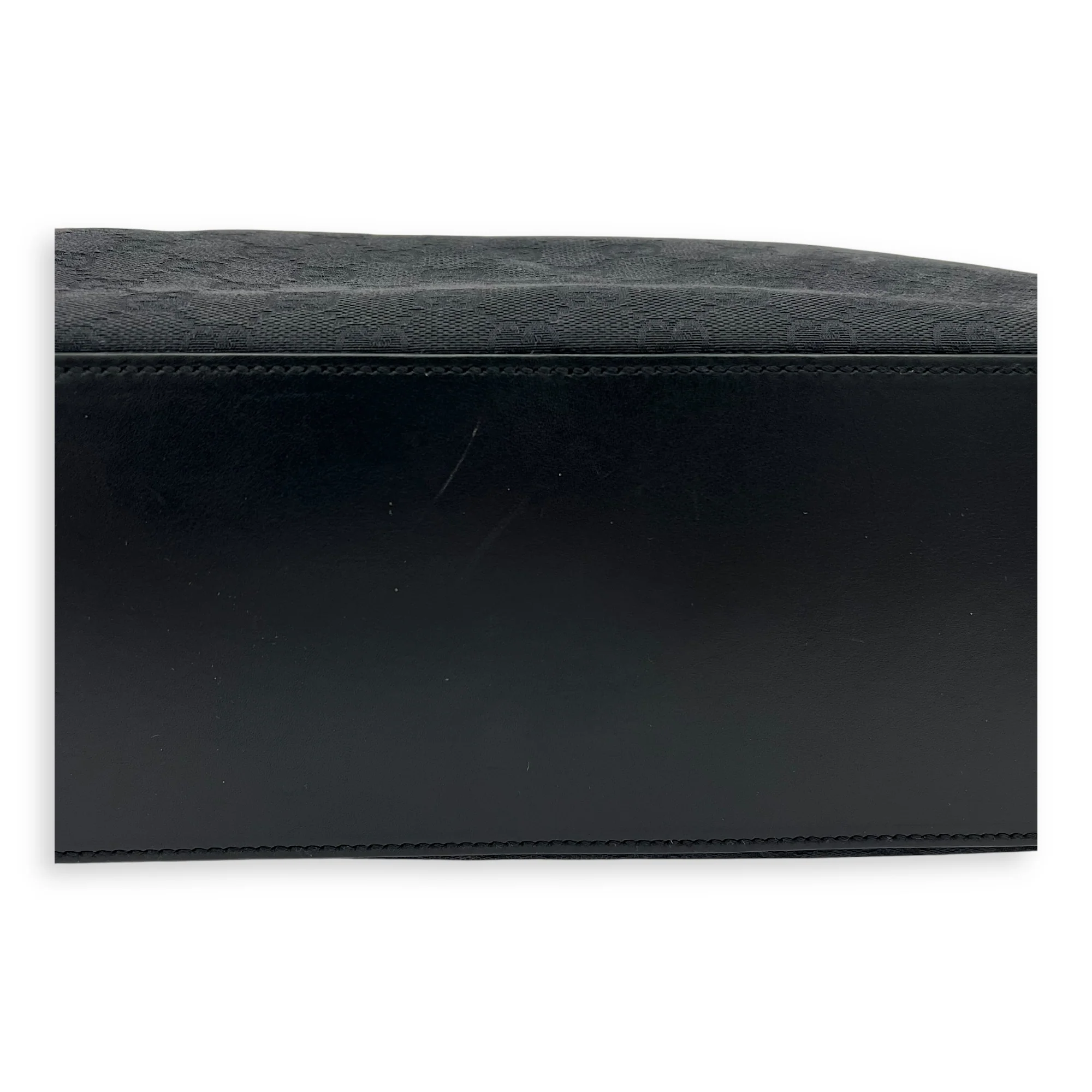 GG Top Handle Bag Black in Canvas, Silver hardware