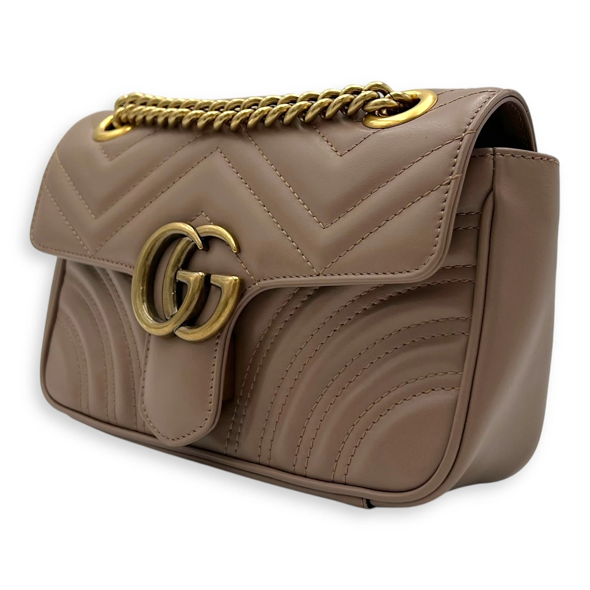 GG Marmont Mini Shoulder bag in Calfskin, Gold Hardware