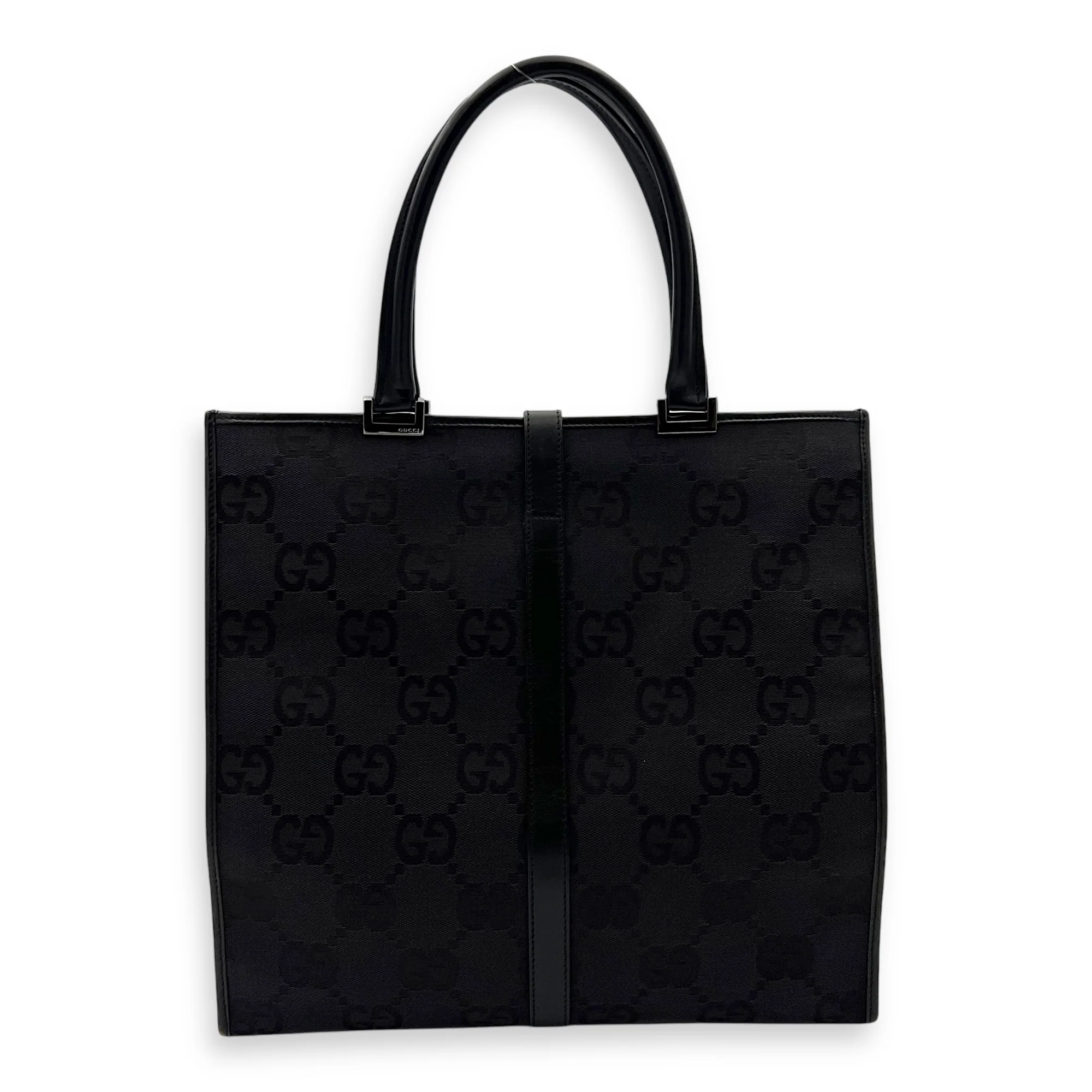 Jackie 1961 Tote Bag Black in Canvas, Silver hardware