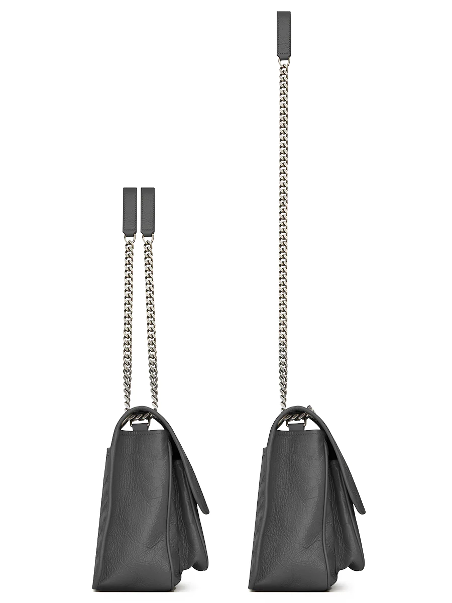 Niki Medium Chain Bag Crinkled Vintage Leather in Storm