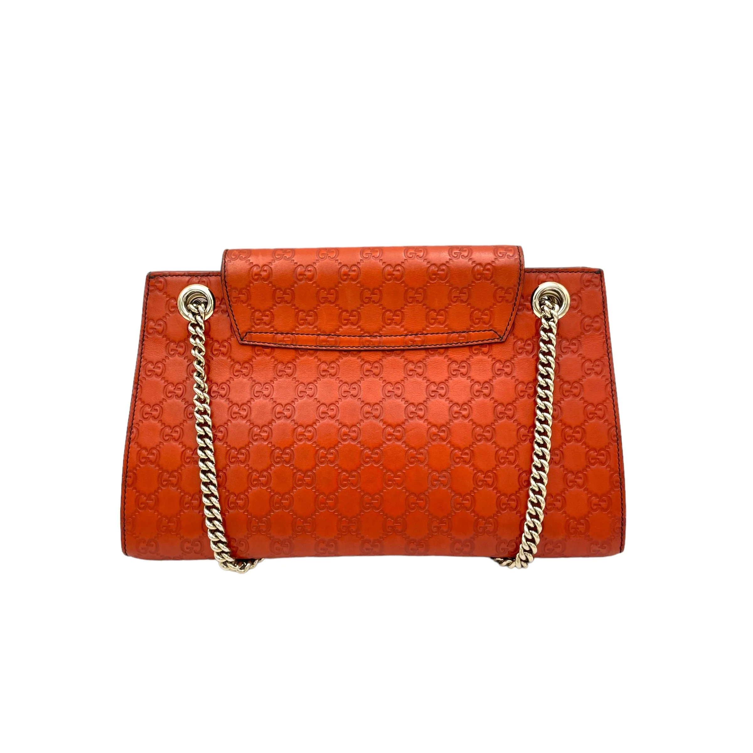 Emily Large Orange Shoulder Bag in Guccissima Leather, Gold hardware