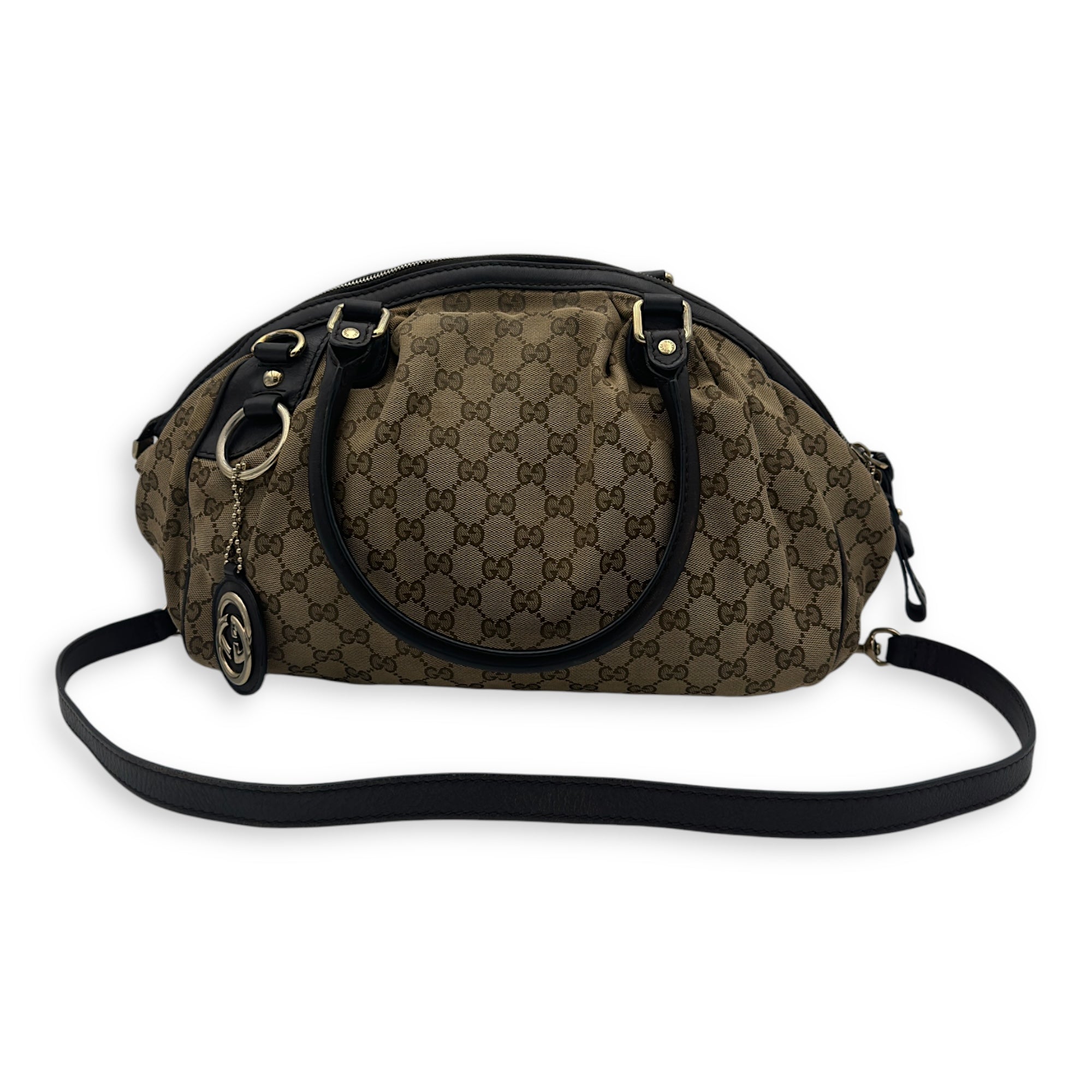 Sukey Top Handle Bag Brown in Canvas, Gold hardware