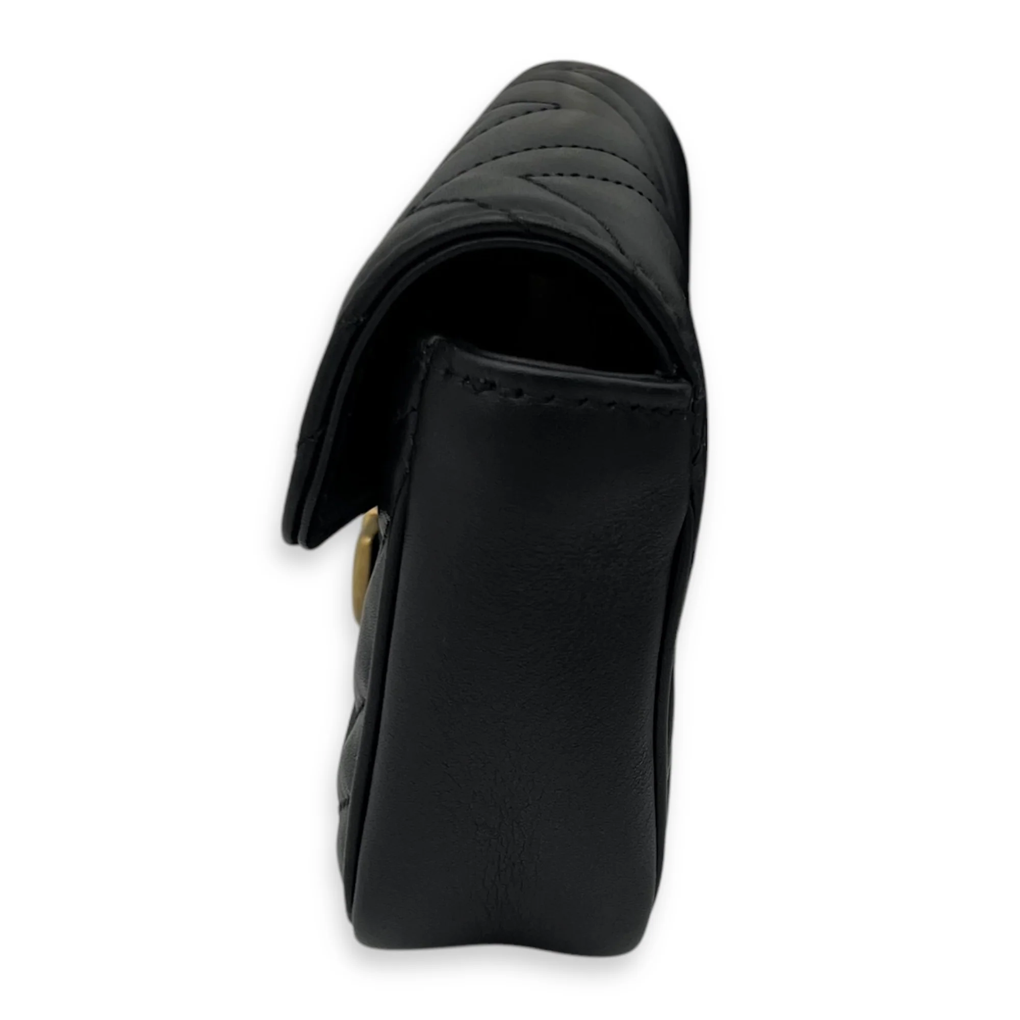 GG Marmont Crossbody Bag Super Mini Black in Calfskin, Gold hardware