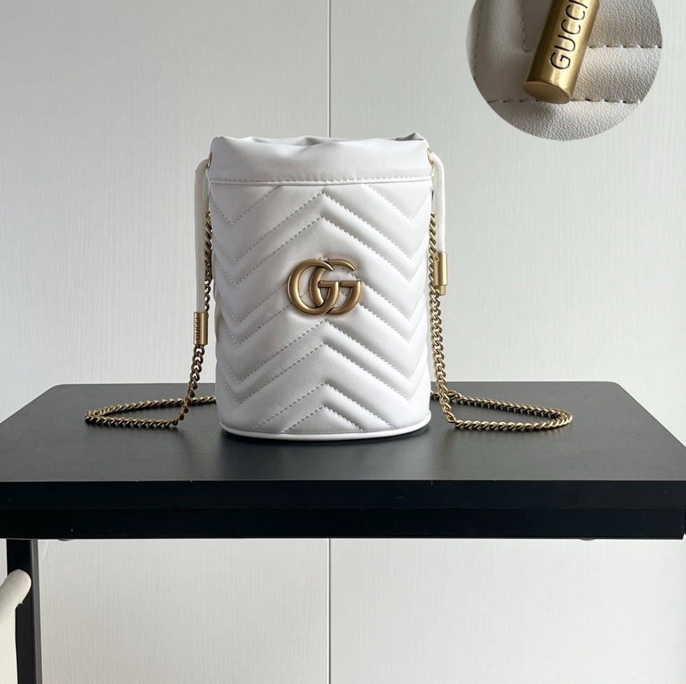Gucci GG marmont mini bucket bag White - Bag