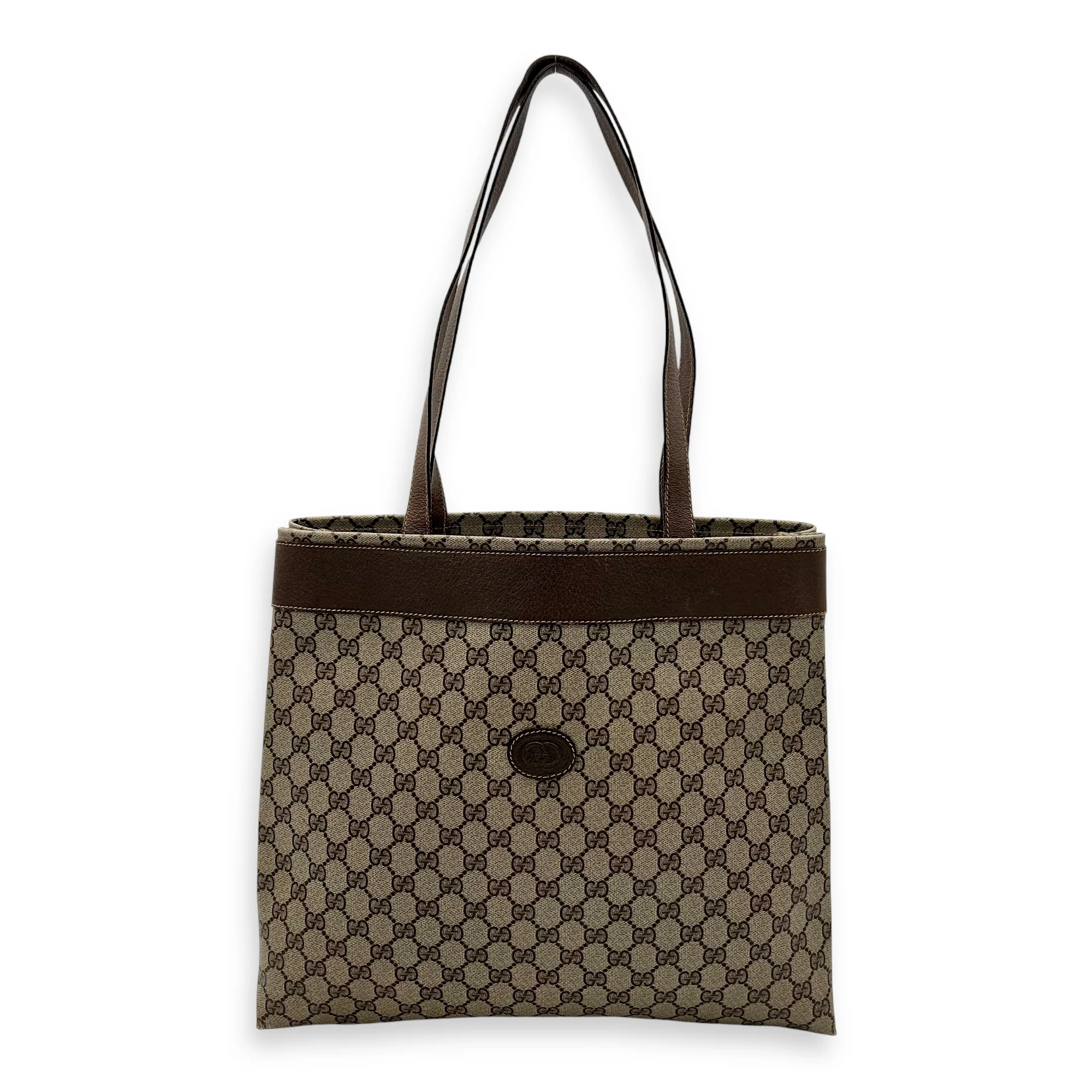 GG Supreme Tote Bag Brown in Coated Canvas