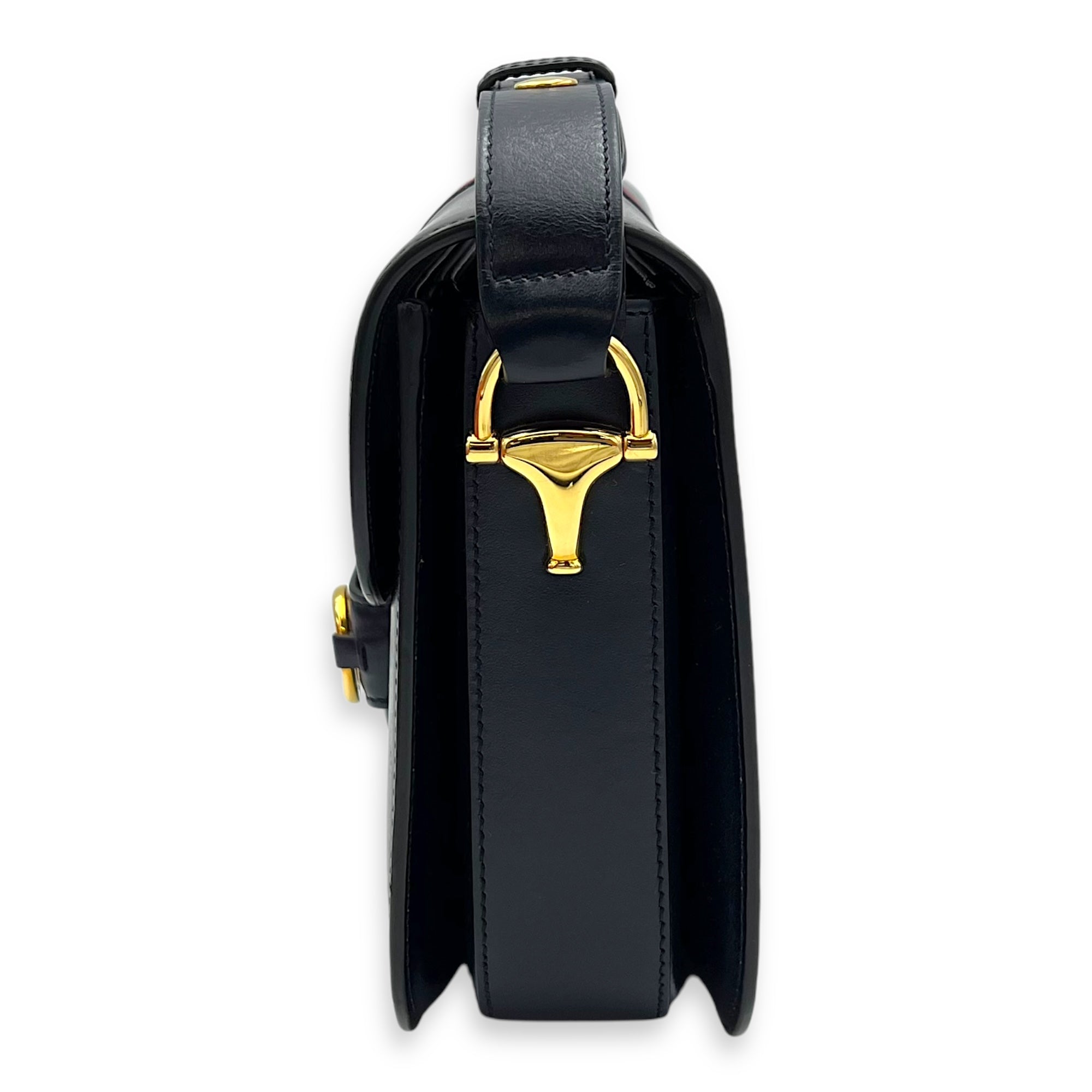 Horsebit 1955 Shoulder Bag Blue in Calfskin, Gold hardware