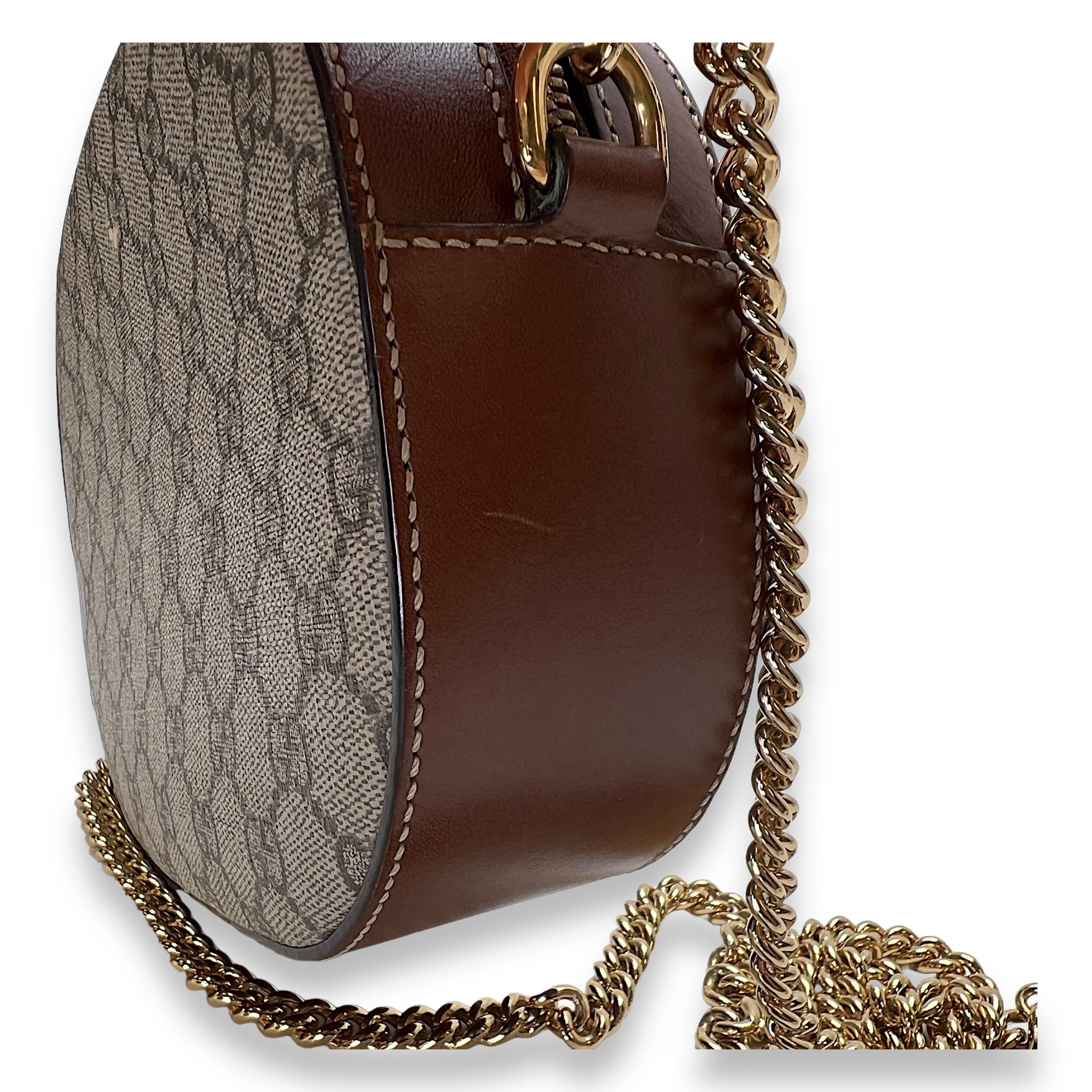 GG supreme Crossbody Bag Brown in Coated Canvas , Gold Hardware