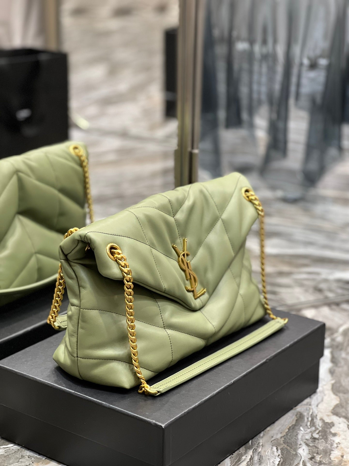 YSL PUFFER MEDIUM BAG IN QUILTED LAMBSKIN