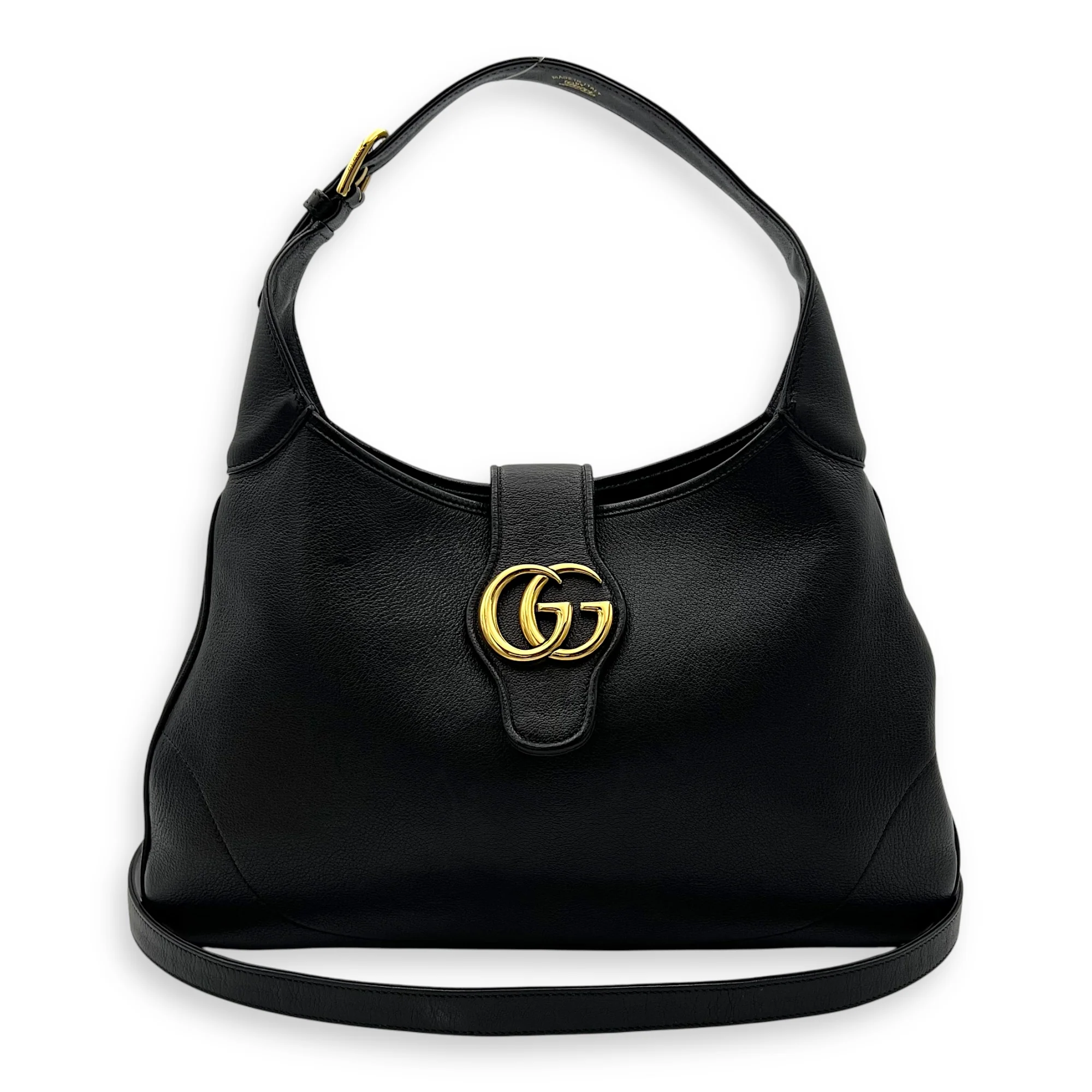 Aphrodite Shoulder Bag Medium Black in Calfskin, Gold hardware