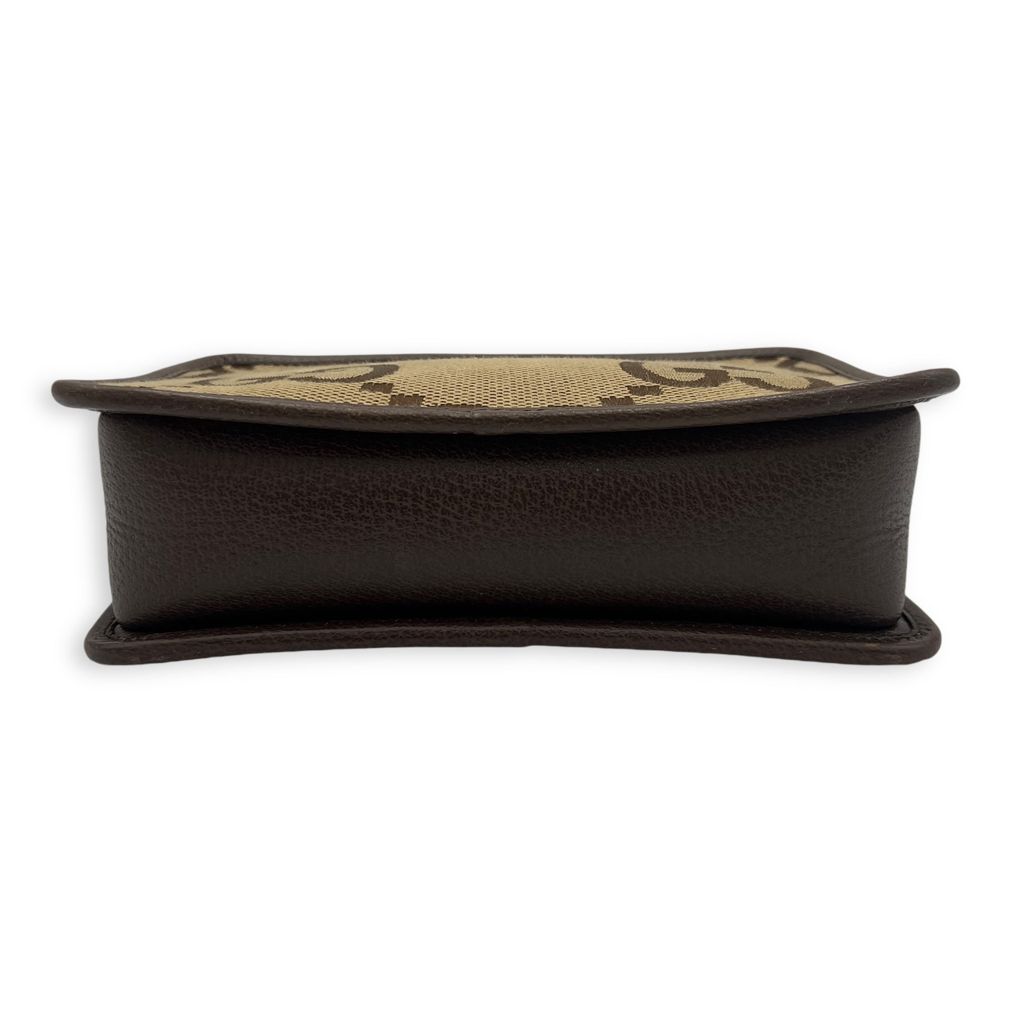 GG Jumbo Crossbody Bag Brown in Canvas, Gold hardware