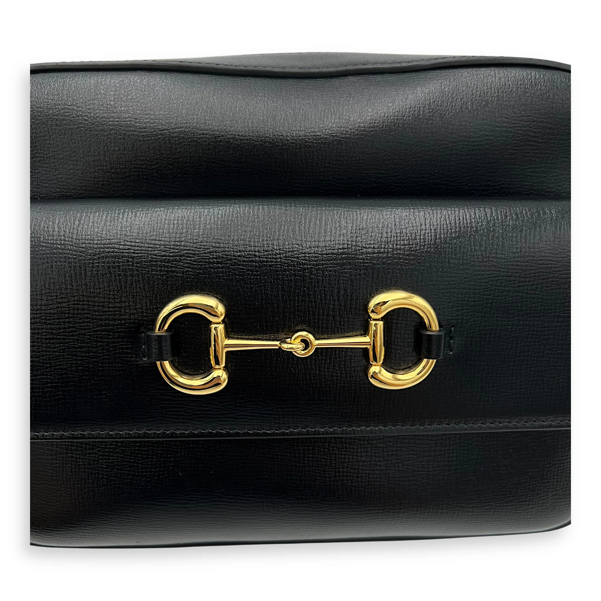 Horsebit 1955 Shoulder Bag Black in Calfskin, Gold hardware