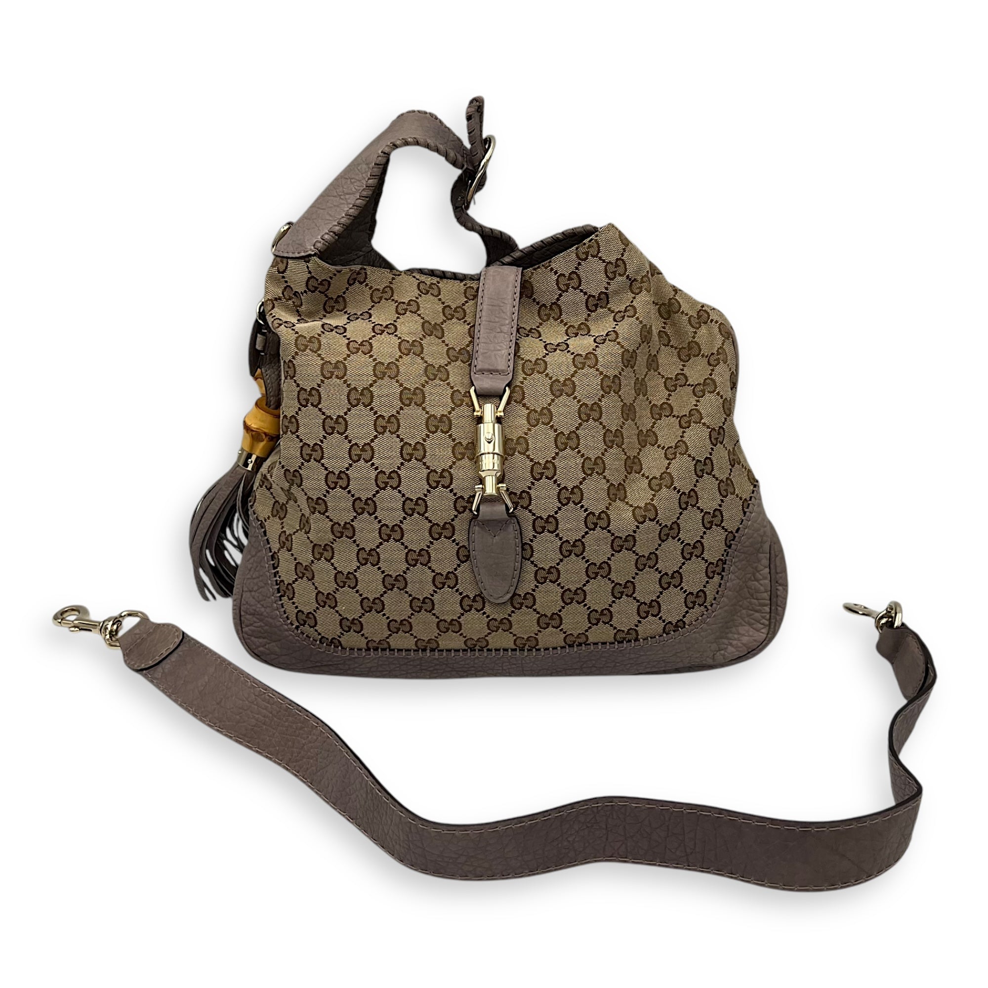 Jackie 1961 Shoulder Bag Brown in Canvas, Gold hardware