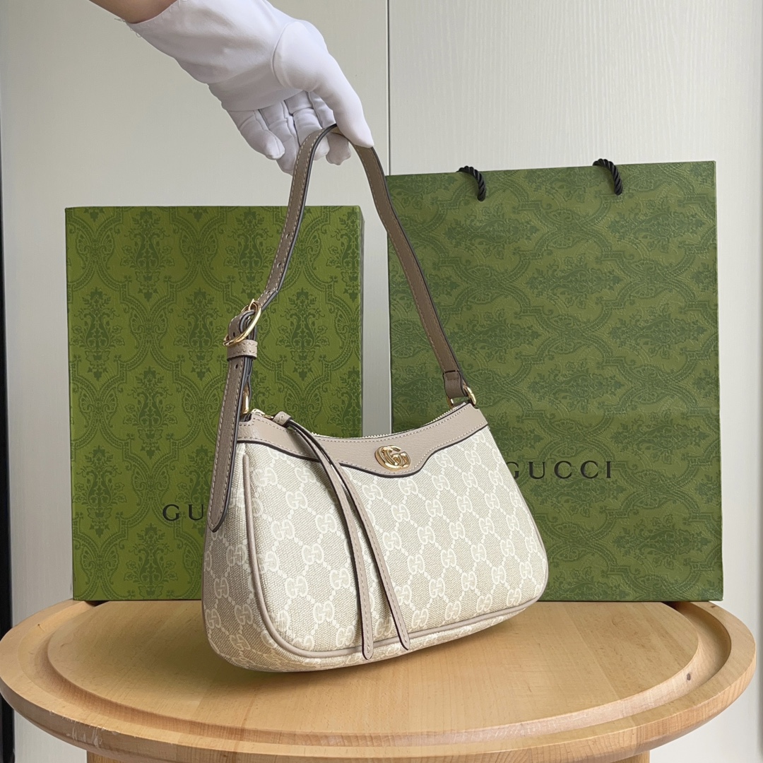 Gucci Ophidia Collection Small Handbag - Beige And White Bag