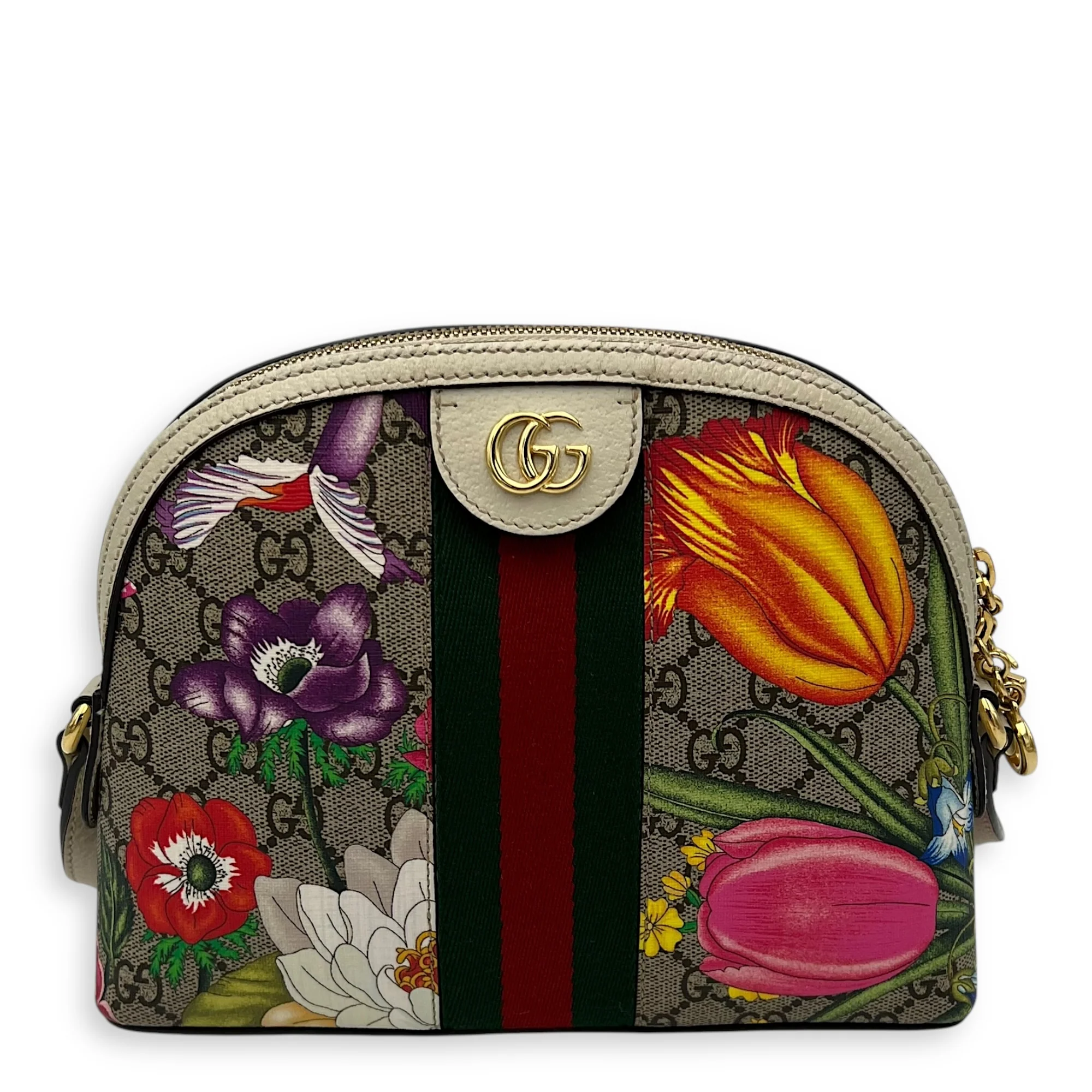 GG Crossbody Bag White in Coated Canvas, Gold hardware