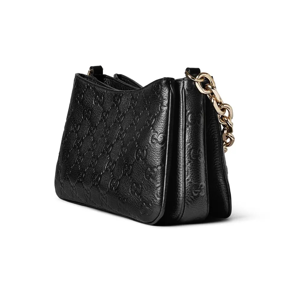 Gucci Emblem Black Grainy leather Bag