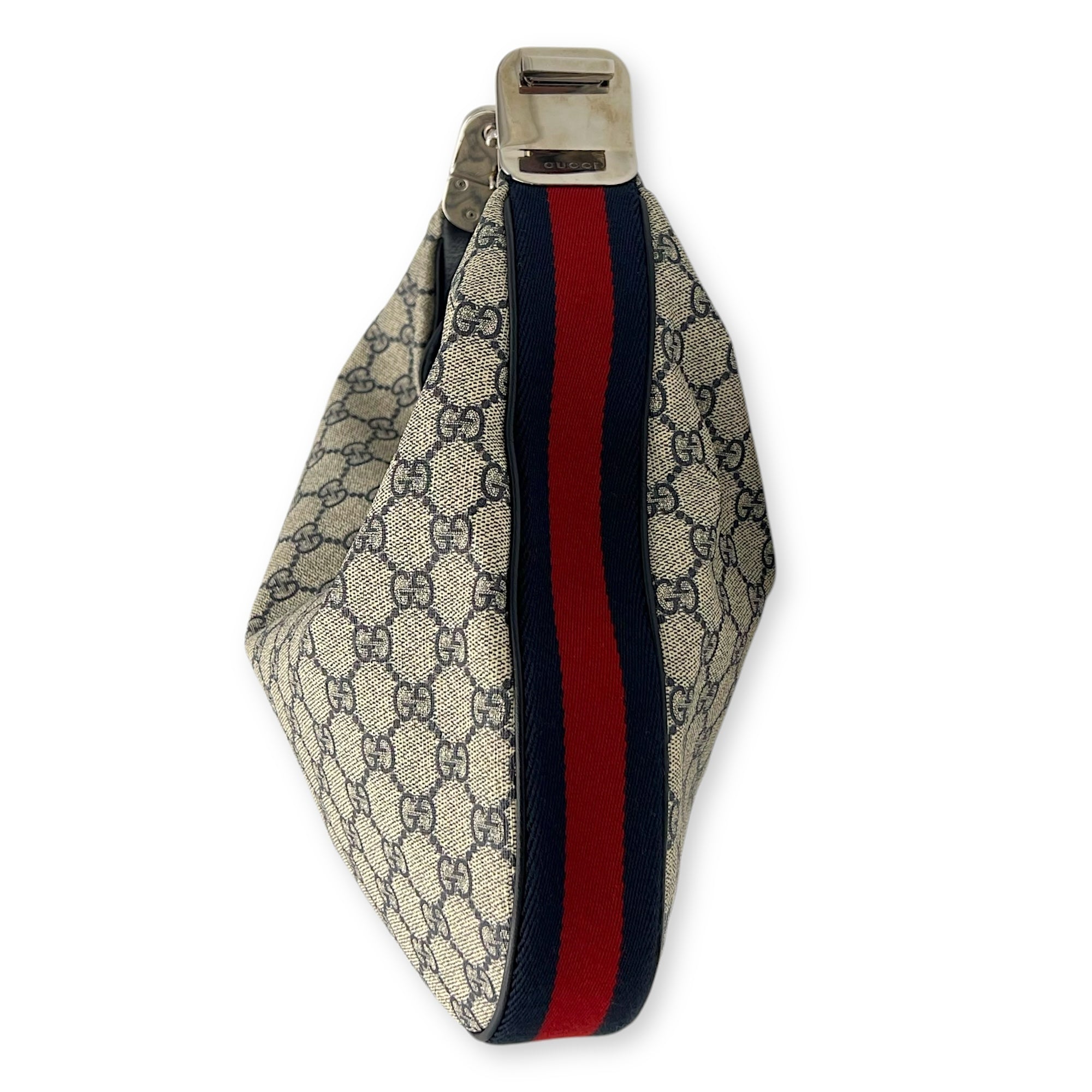 Attache Shoulder Bag Blue in Coated Canvas, Silver hardware