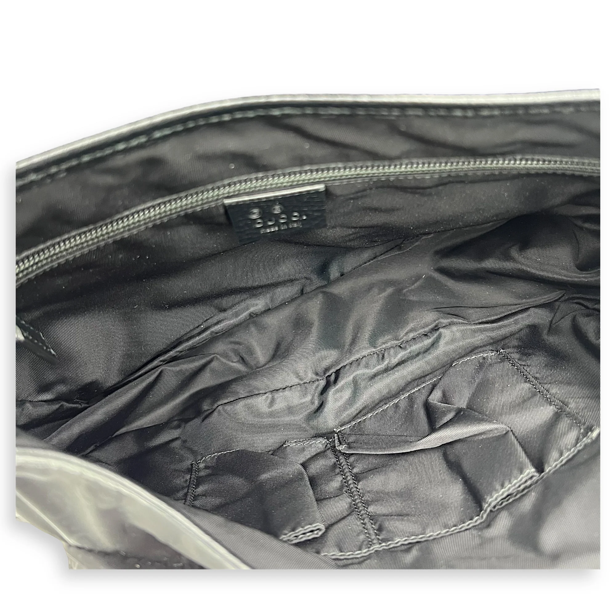 GG Crossbody Bag Black in Nylon, Silver hardware