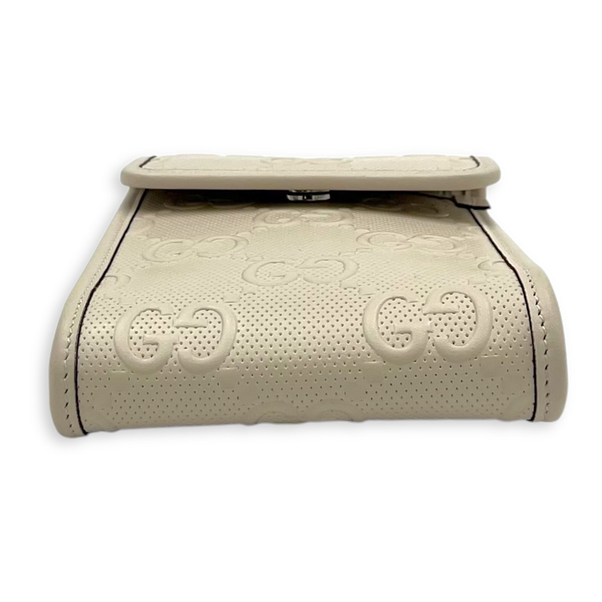 GG Crossbody Bag White in Calfskin, Silver hardware