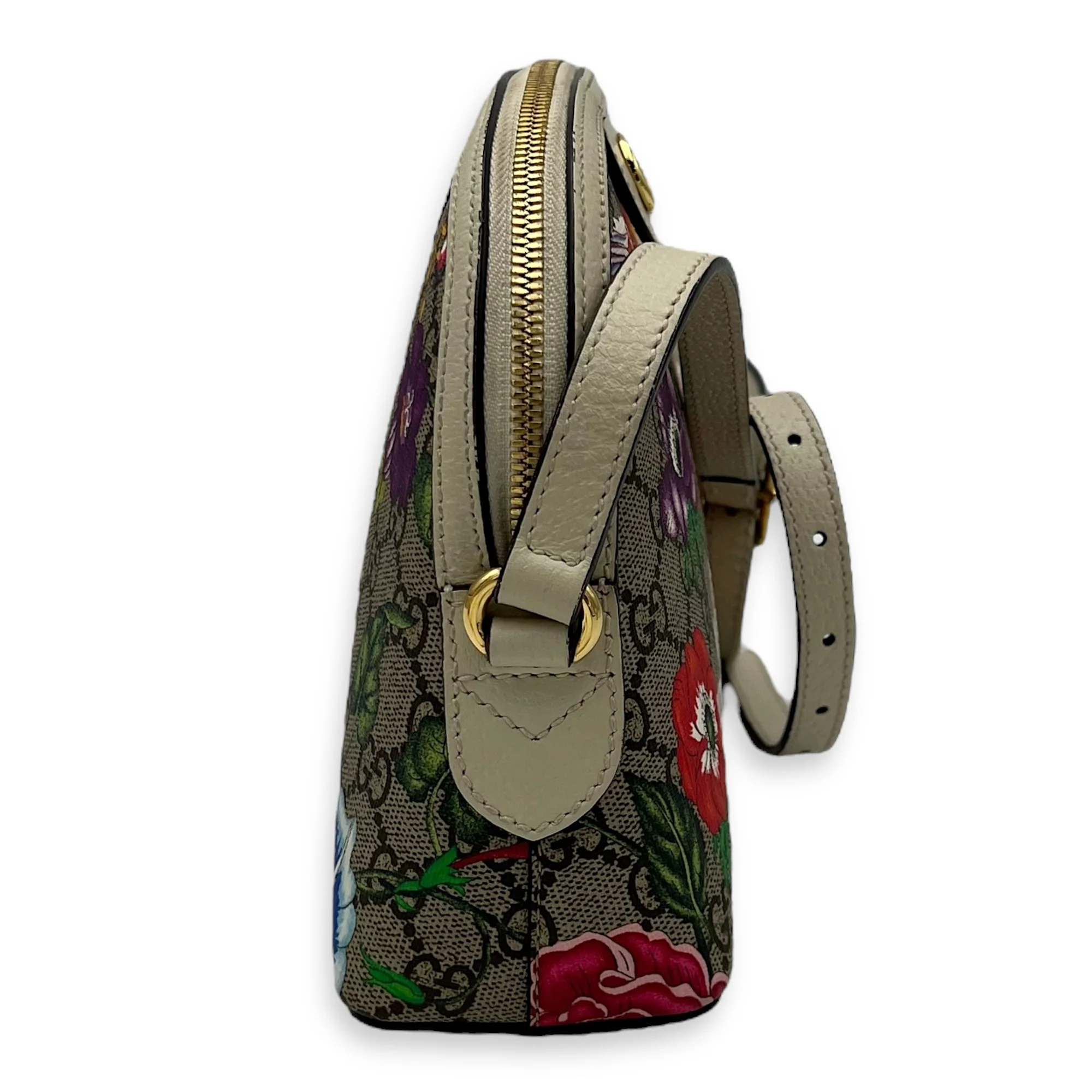 GG Crossbody Bag White in Coated Canvas, Gold hardware
