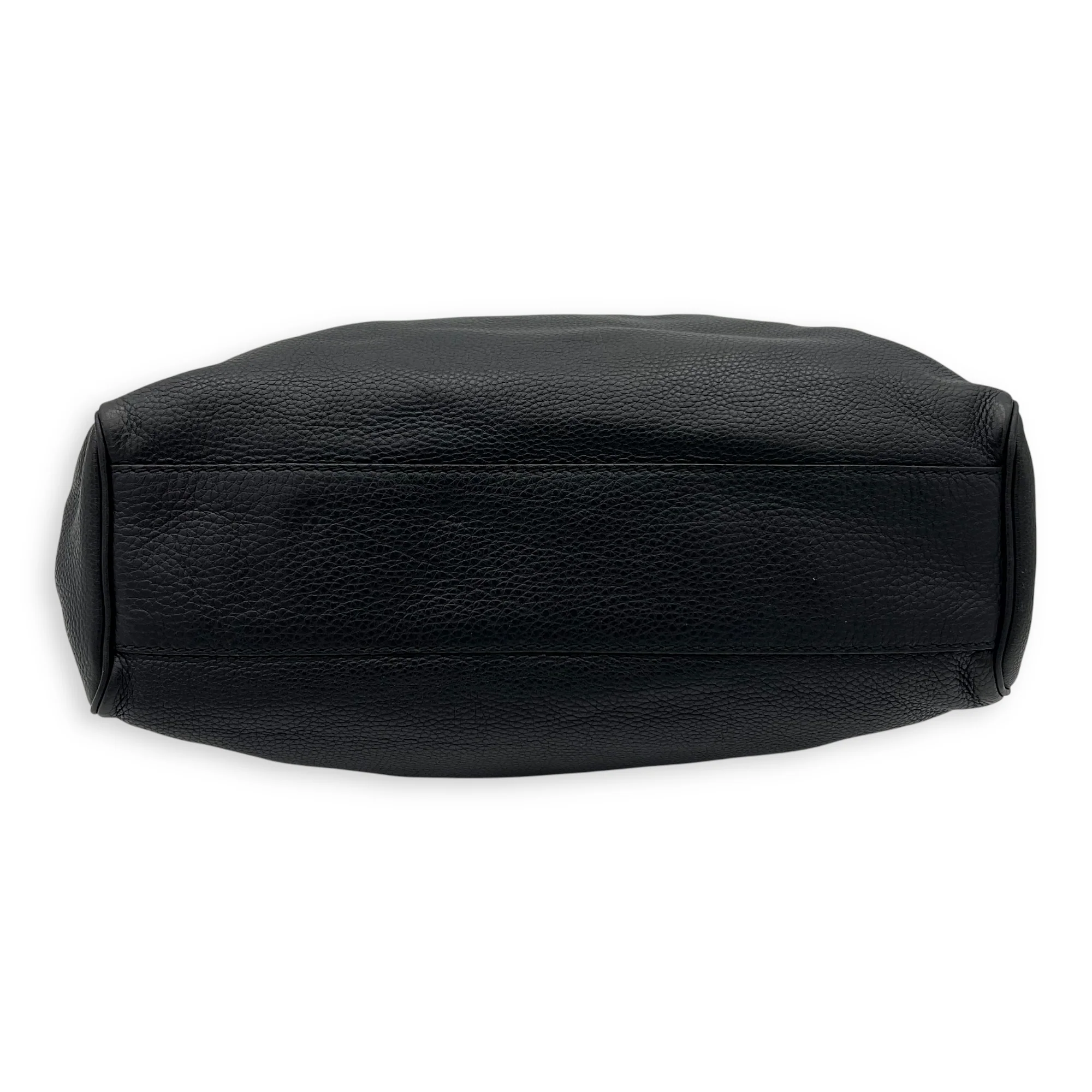 Sukey Black Top Handle Bag in Calfskin, Light Gold hardware