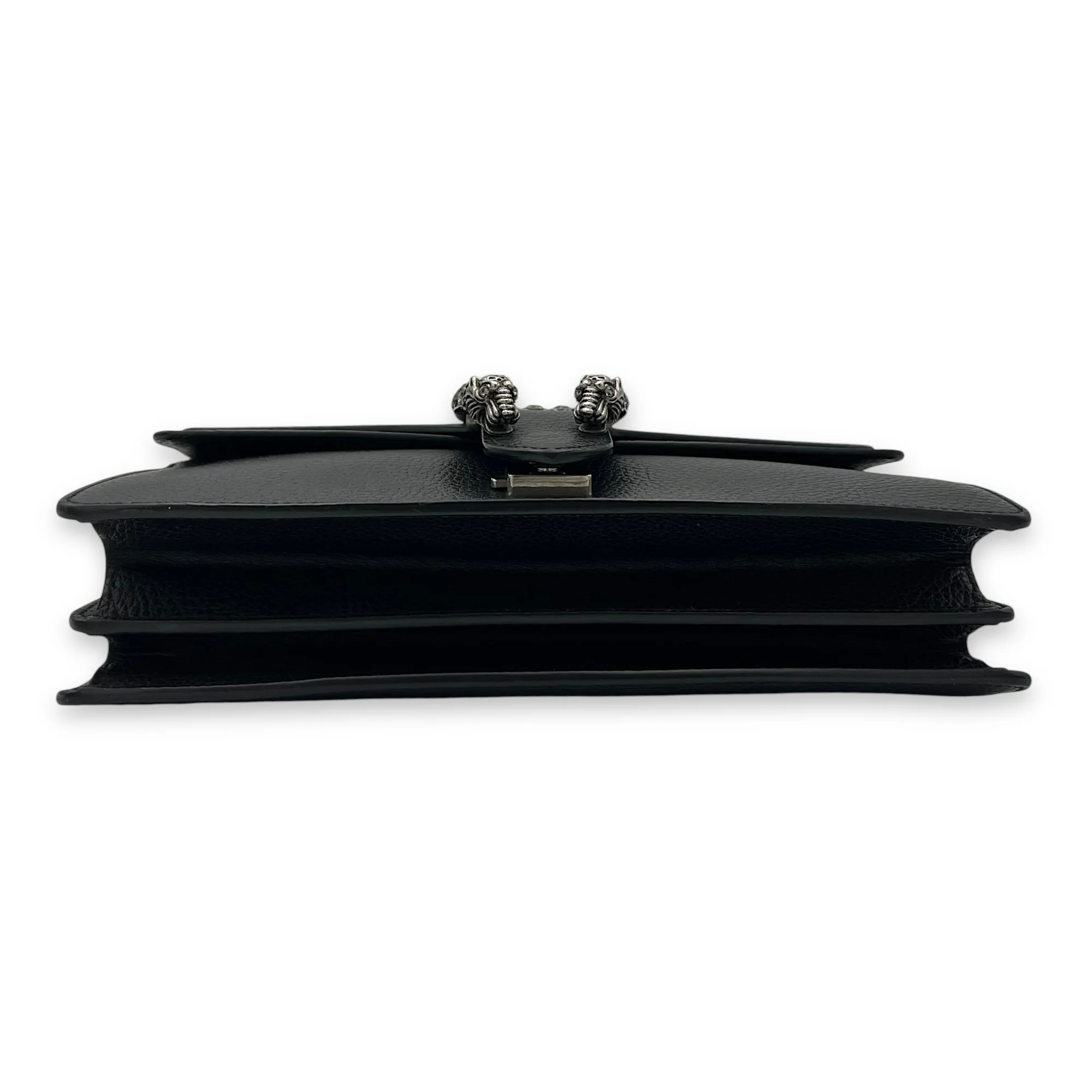 Dionysus Shoulder Bag Black in Calfskin, Silver hardware