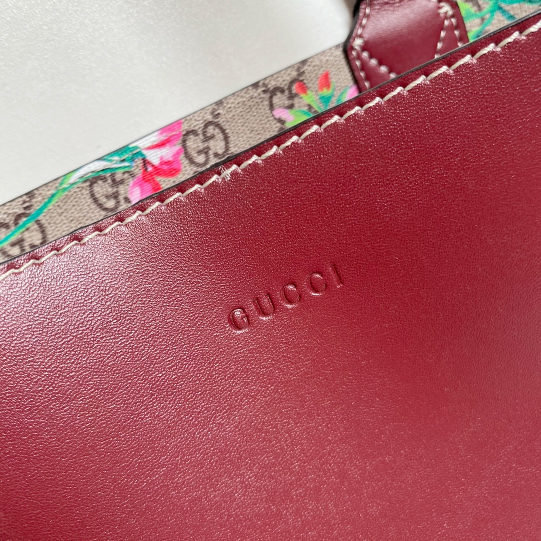 Gucci GG Monogram Blooms Medium Reversible Tote Beige Multicolor Dry Rose - Bag