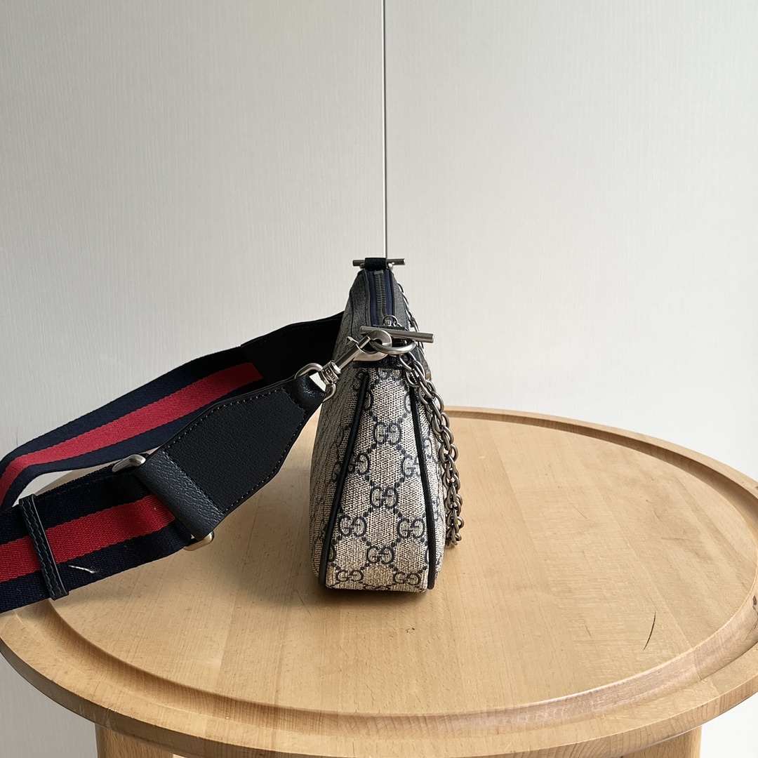 Gucci Ophidia Collection Small Handbag With Extra Strap- Beige And Black Bag