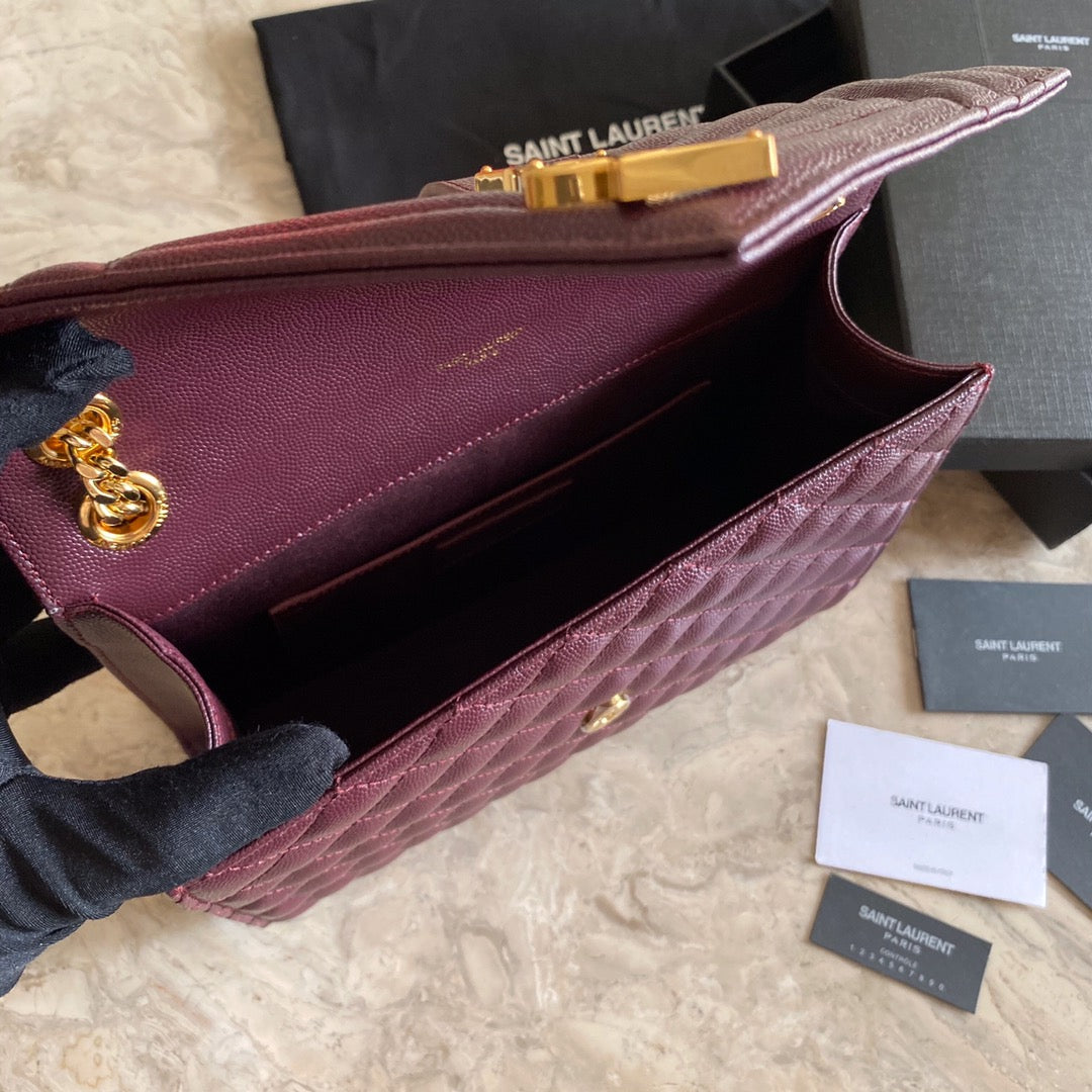 YSL Envelope Medium Bag In Mix Matelasse Grain De Poudre Embossed Leather