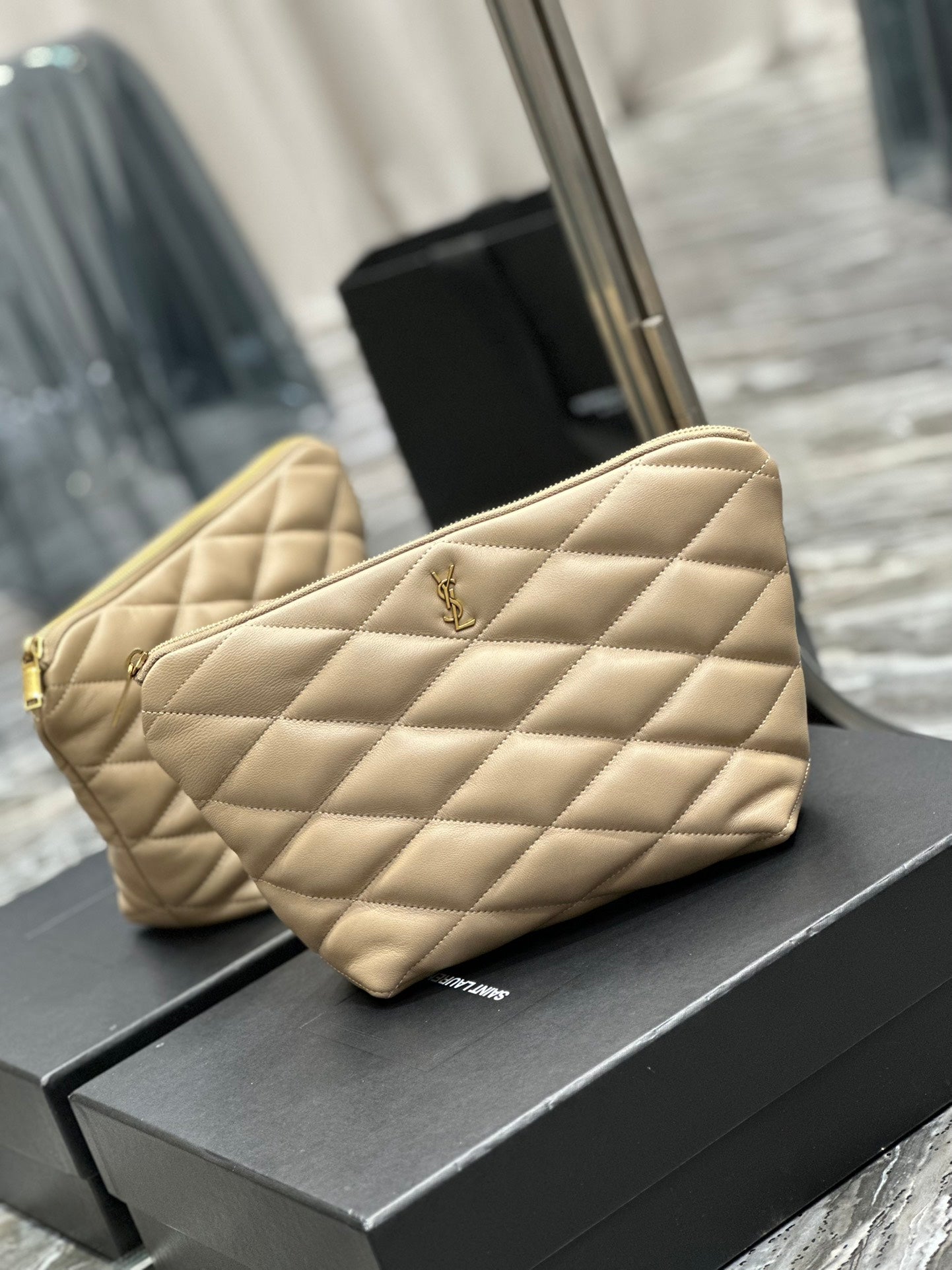 YSL Sade Quilted Leather Pouch