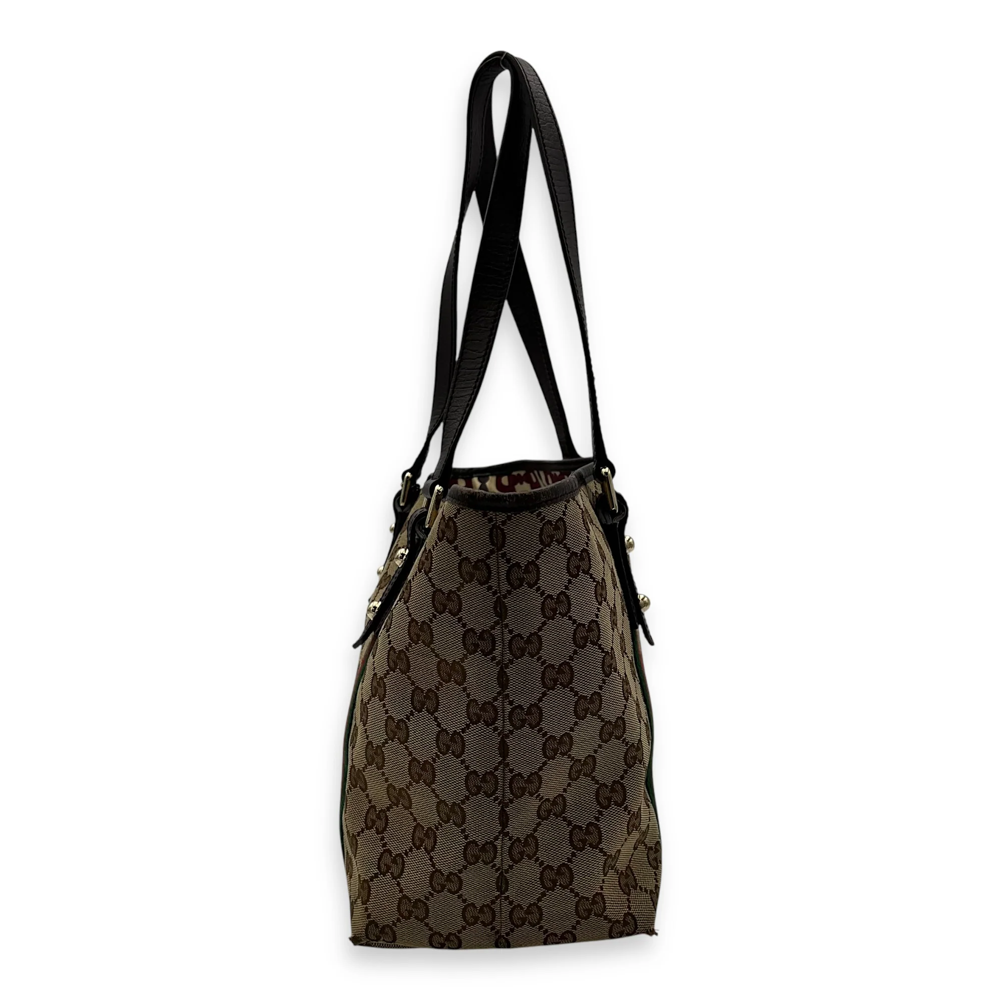 GG Tote Bag Brown in Canvas, Gold hardware
