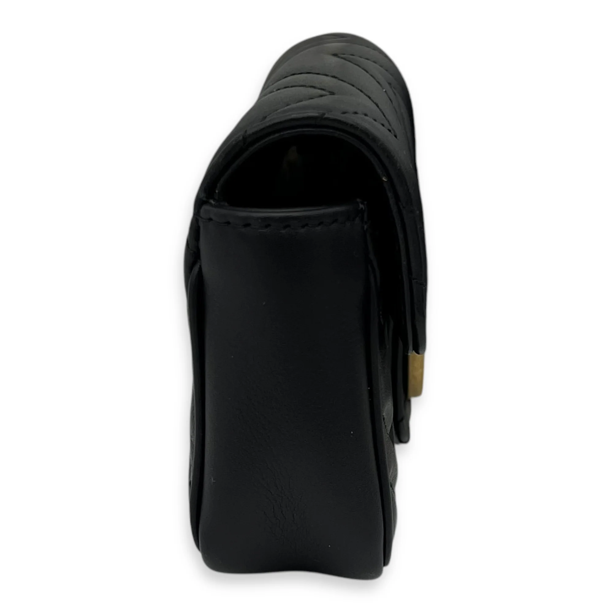 GG Marmont Crossbody Bag Super Mini Black in Calfskin, Gold hardware