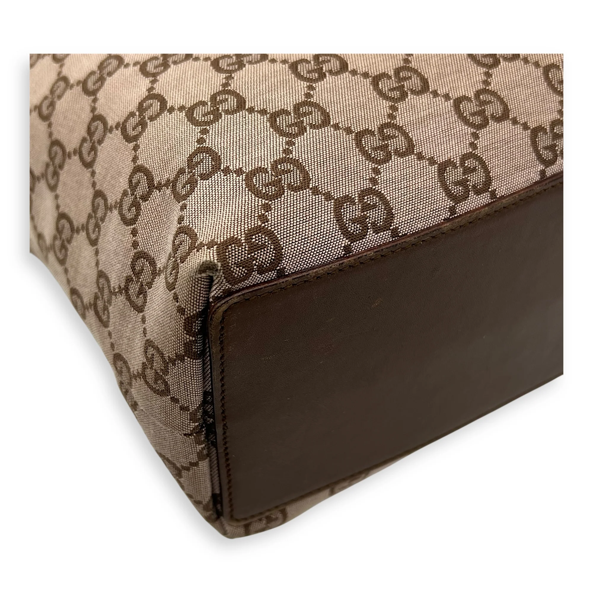 GG Tote Bag Brown in Canvas, Gold hardware