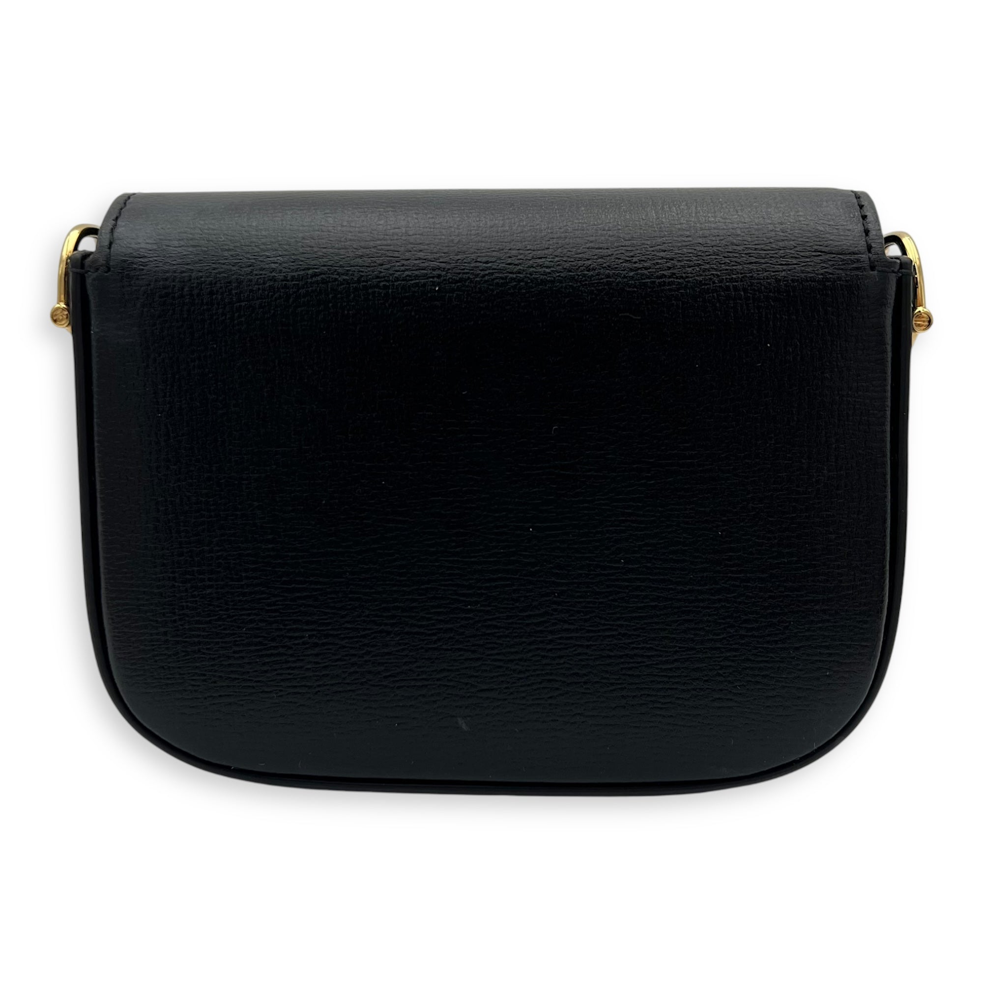 Horsebit 1955 Wallet On Chain Black in Calfskin, Gold hardware
