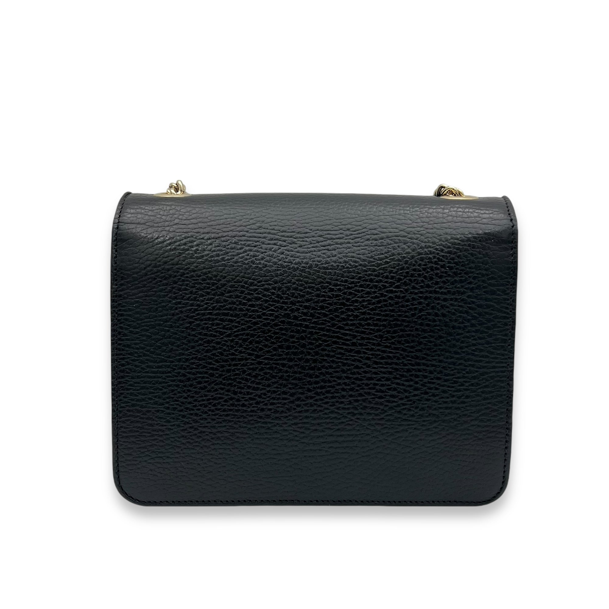Interlocking G Small Black Crossbody Bag in Calfskin, Light Gold hardware