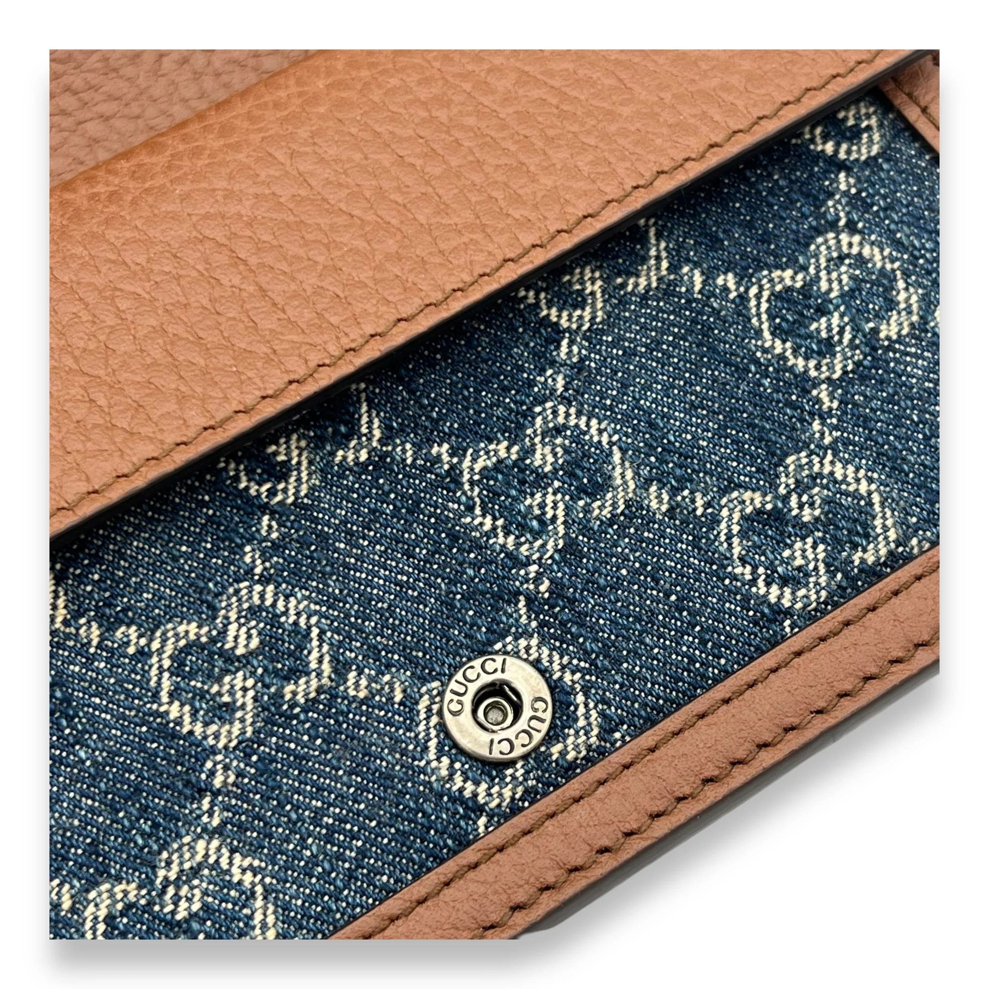 Dionysus Crossbody Bag Super Mini Blue in Denim, Silver hardware