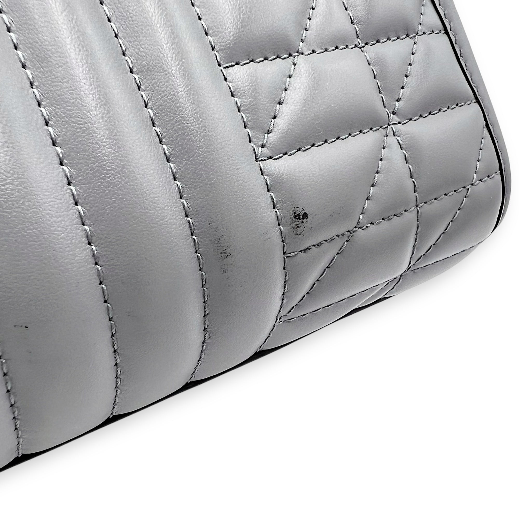GG Marmont Tote Bag Grey in Calfskin, Ruthenium hardware