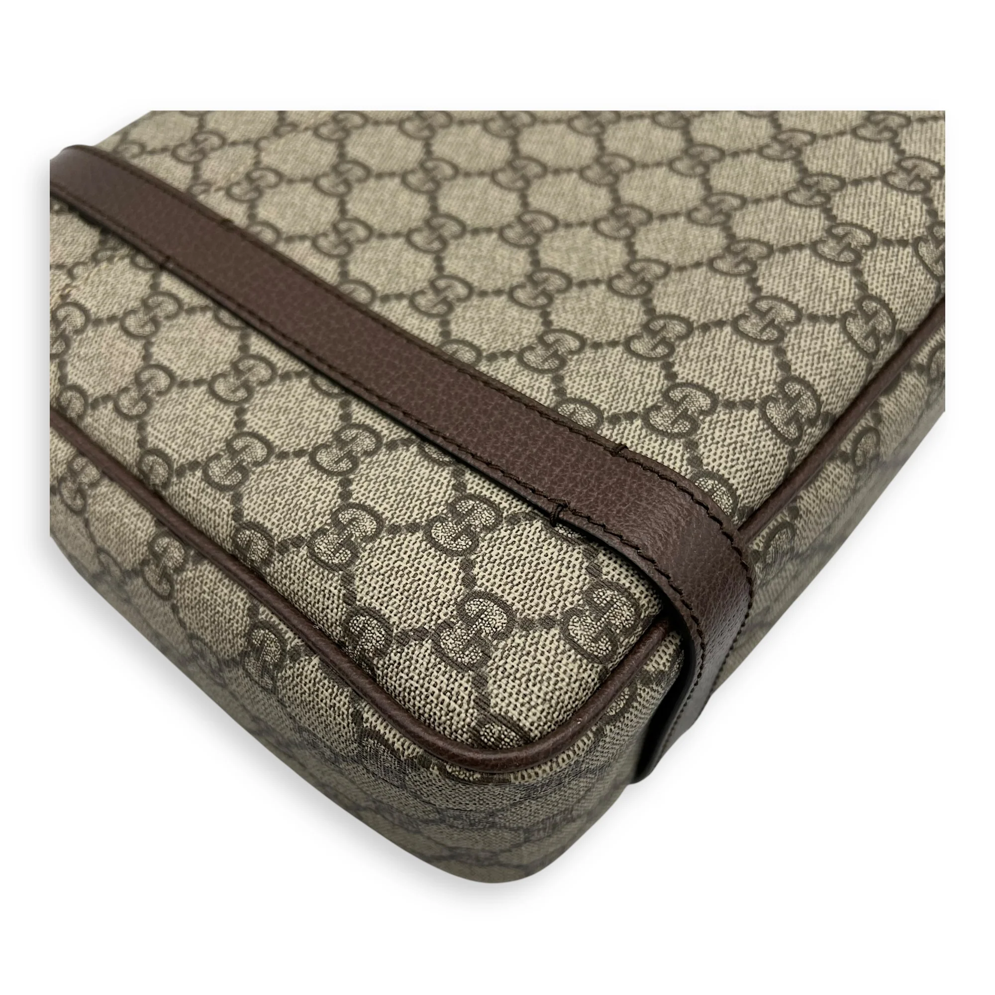 GG Supreme Brown Messenger in Coated Canvas, Silver hardware