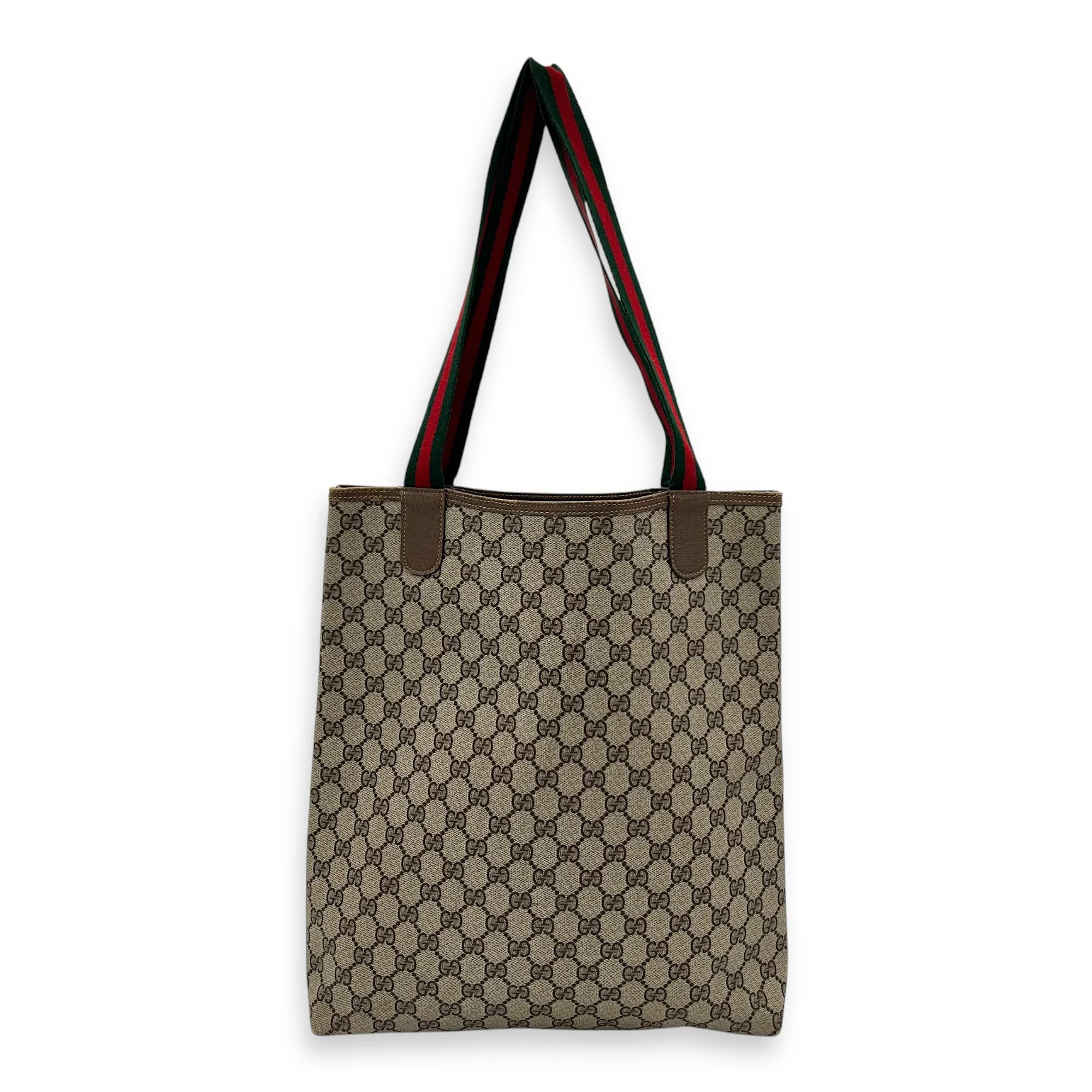 Vintage GG Supreme Sherry Brown Tote Bag in Monogram Coated Canvas, Gold hardware