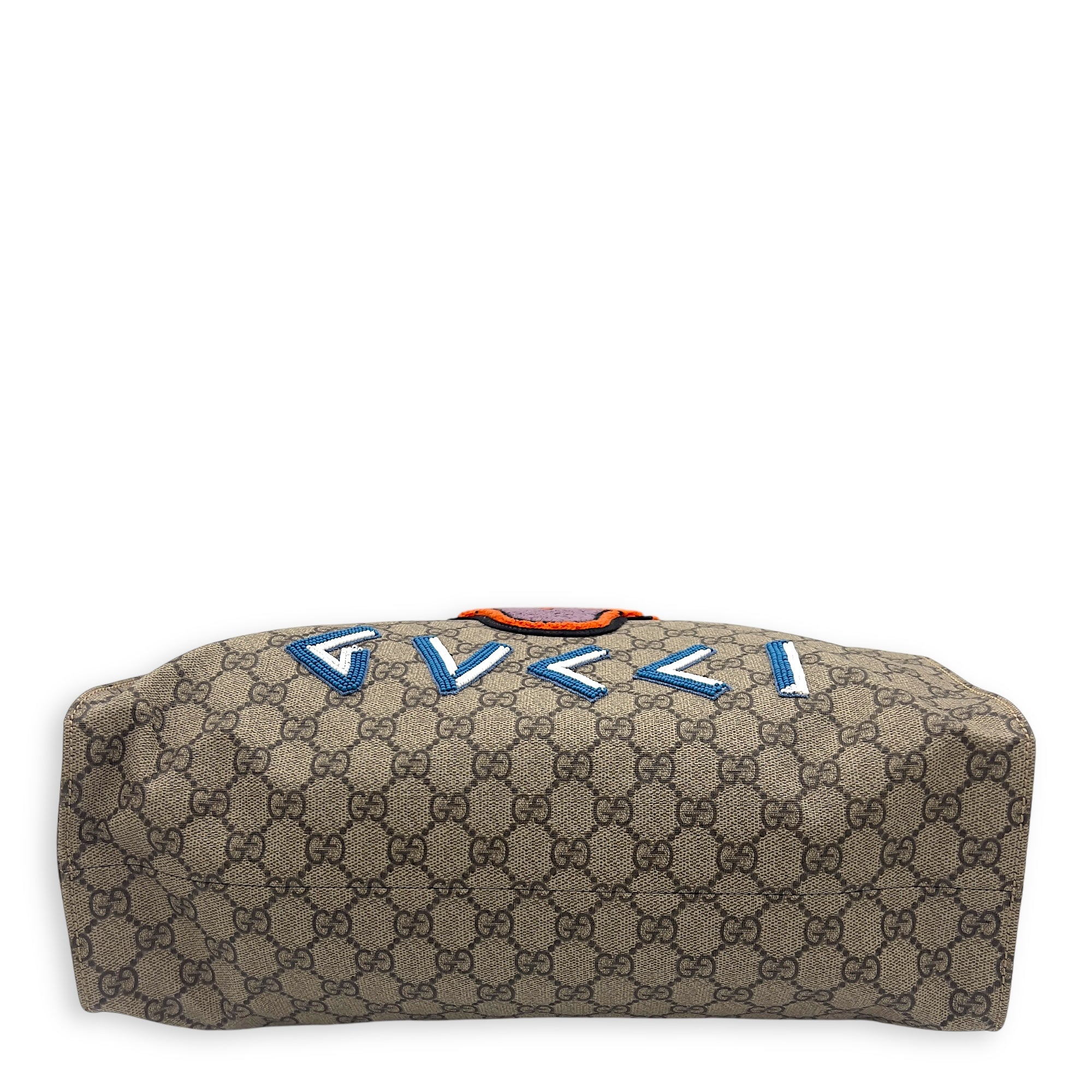 X Disney Donald Duck Soft GG Supreme Brown Top Handle Bag in Monogram Coated Canvas, Gold hardware