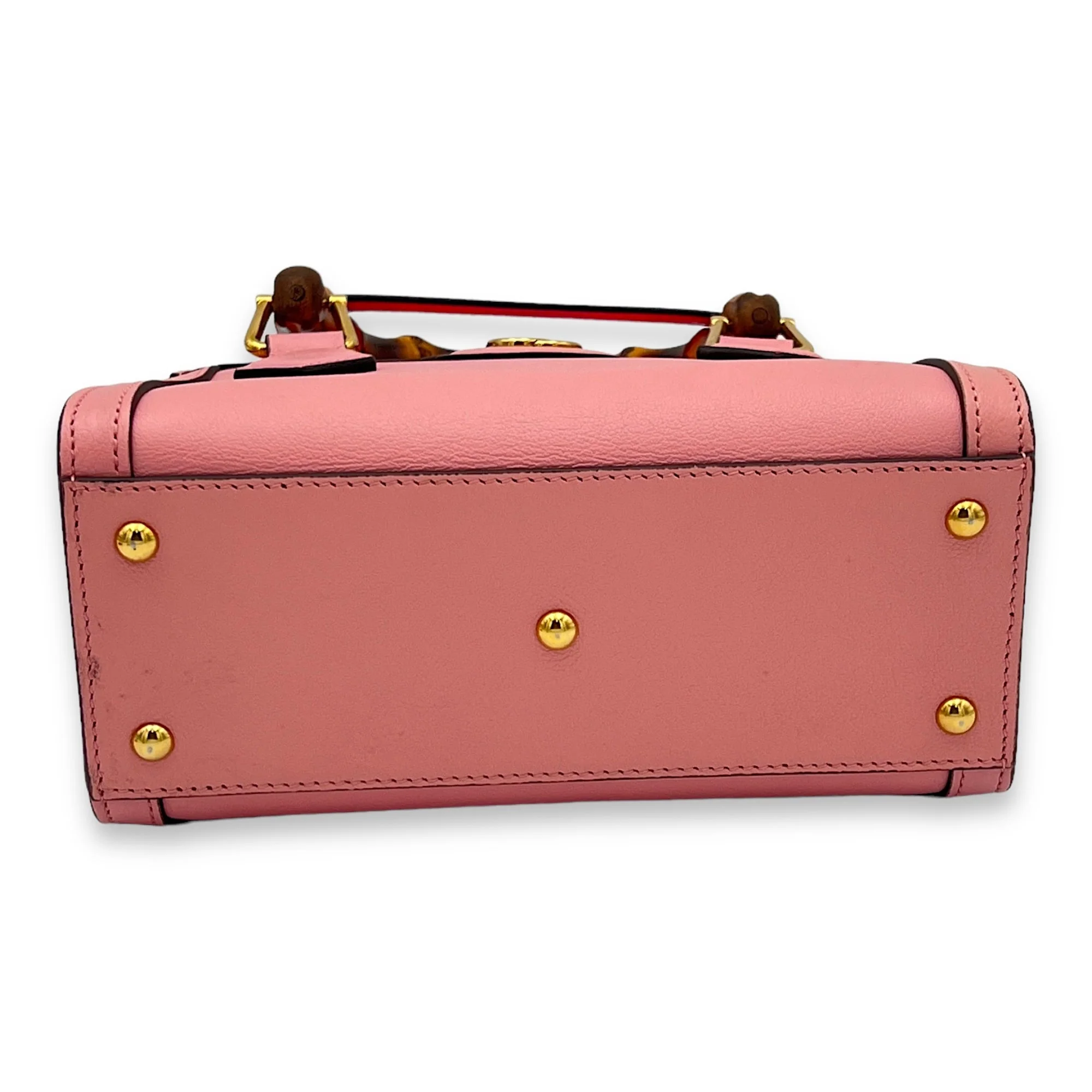 Bamboo Diana Mini Pink Top Handle Bag in Calfskin, Gold hardware