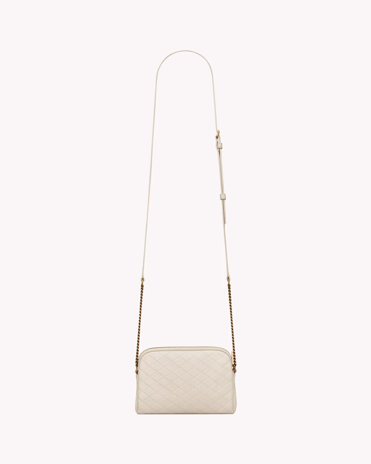 YSL GABY ZIPPERED POUCH IN LAMBSKIN-BLANC VINTAGE