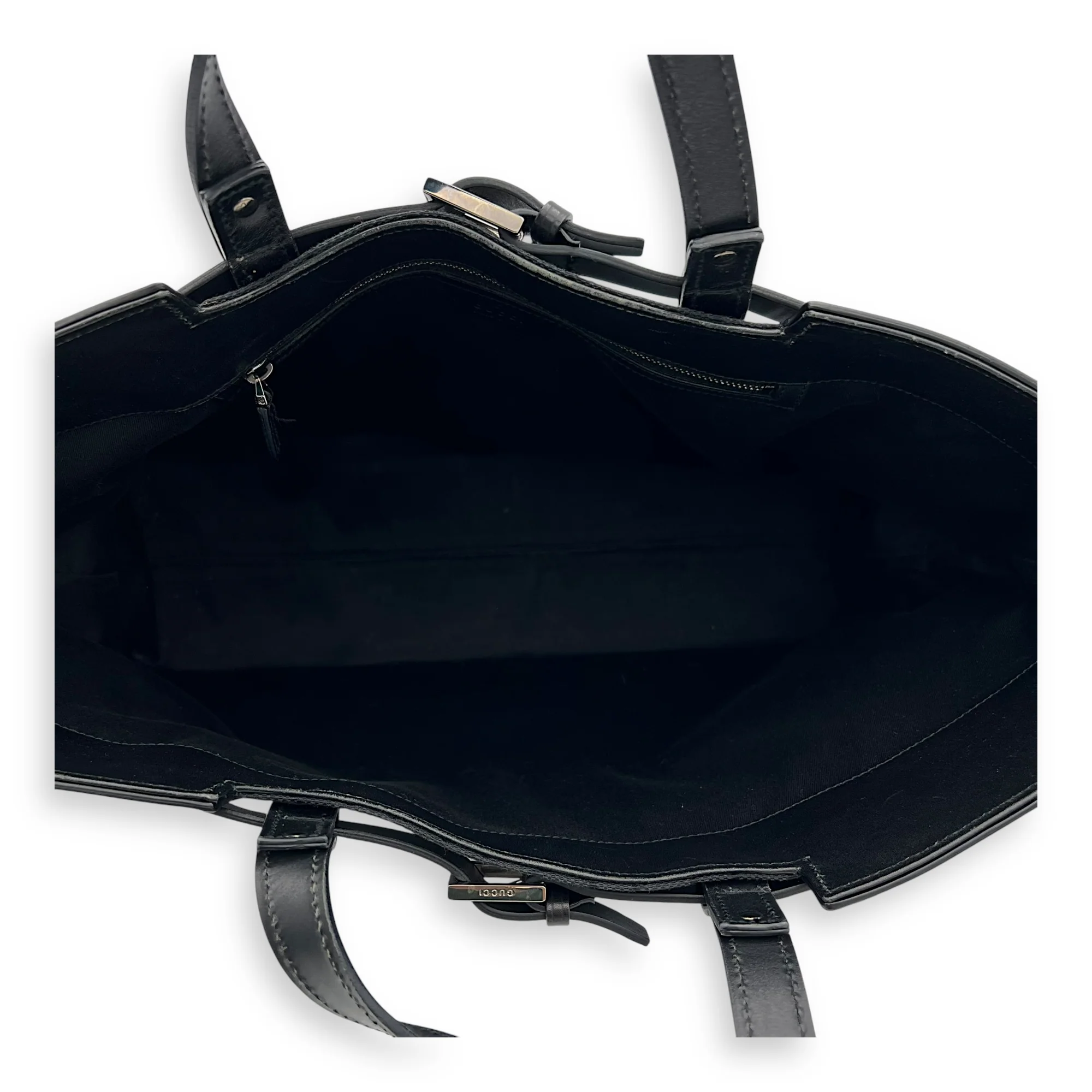 GG Top Handle Bag Black in Canvas, Silver hardware