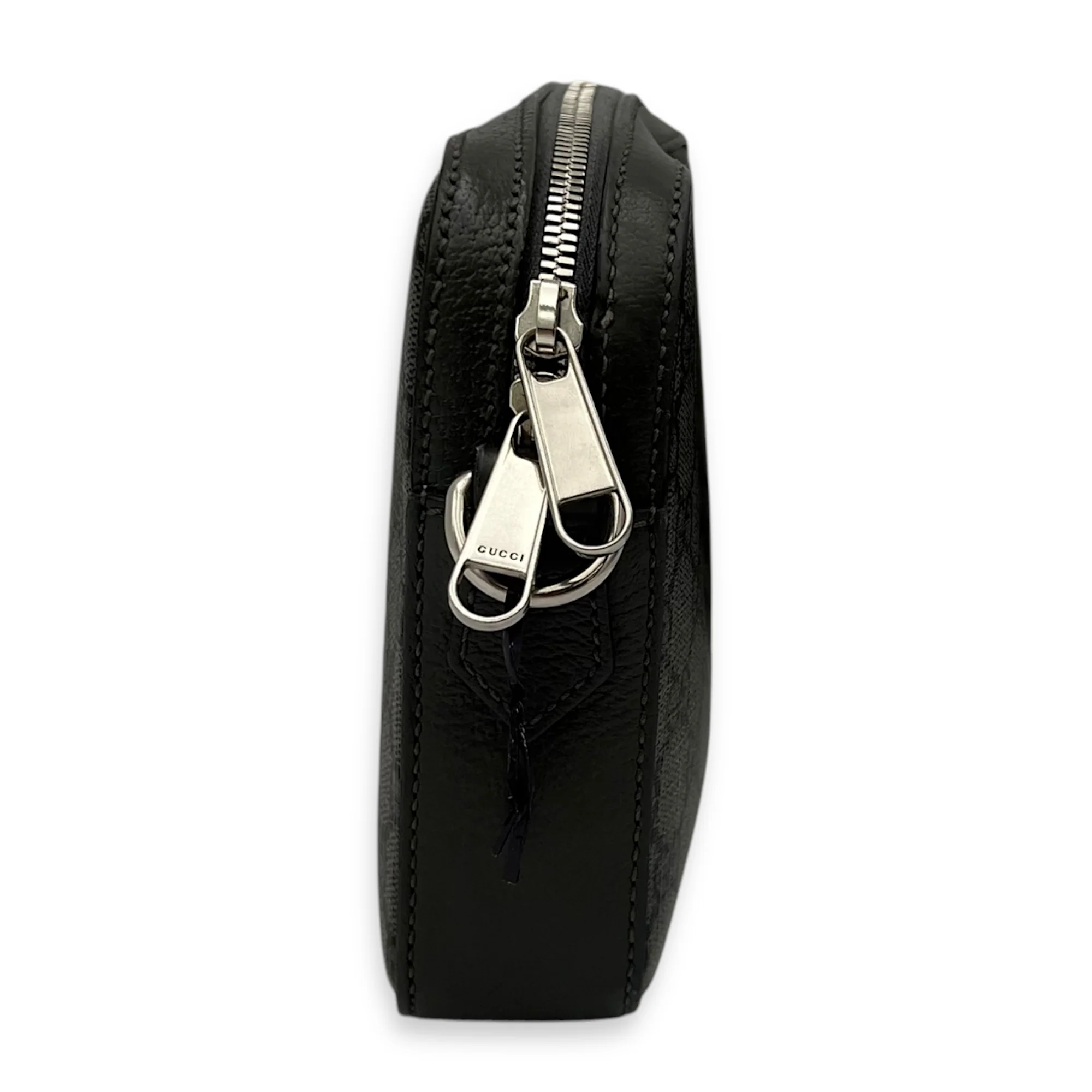 Ophidia Crossbody Bag Black in Coated Canvas, Silver hardware
