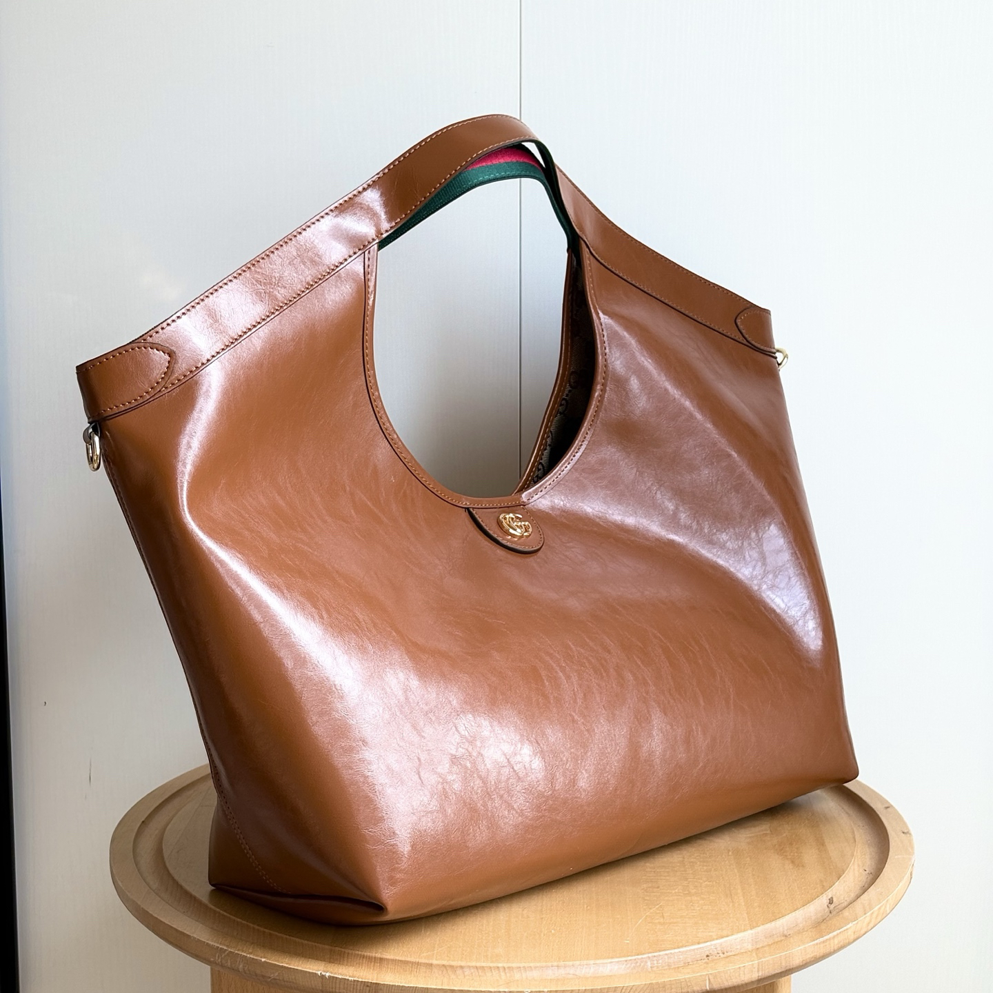 Gucci Giglio large tote bag - Dark brown soft glossy leather